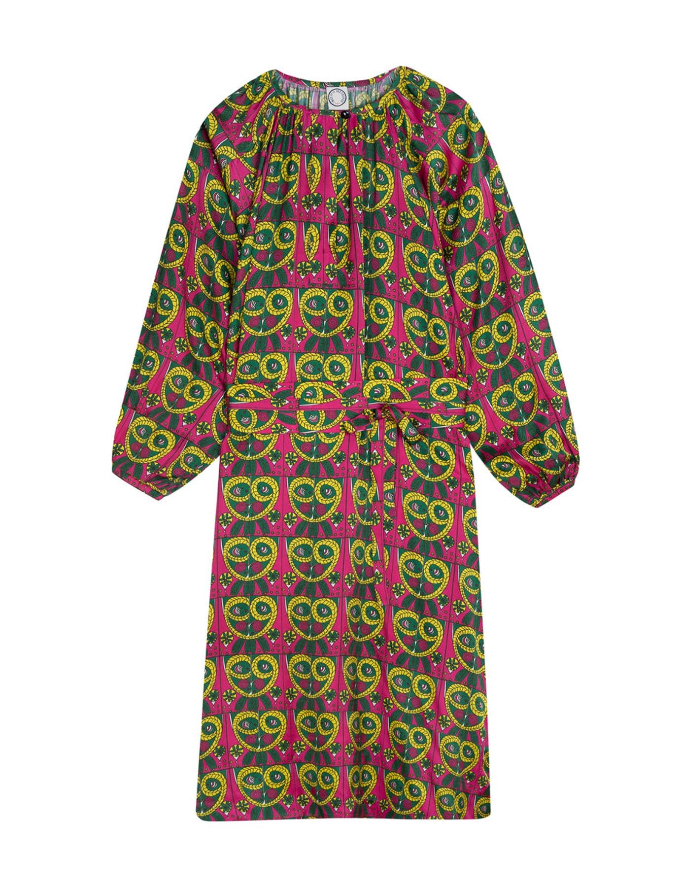 Flora dress in green masquerade silk