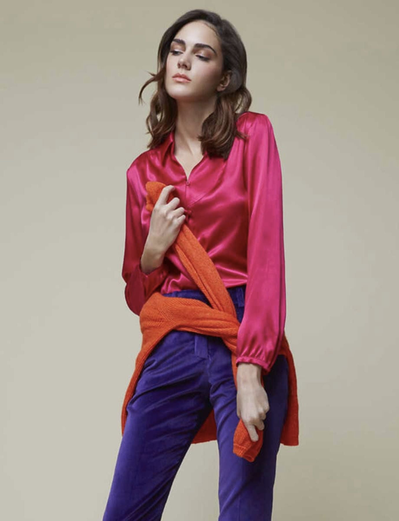 Aurora pink silk blouse