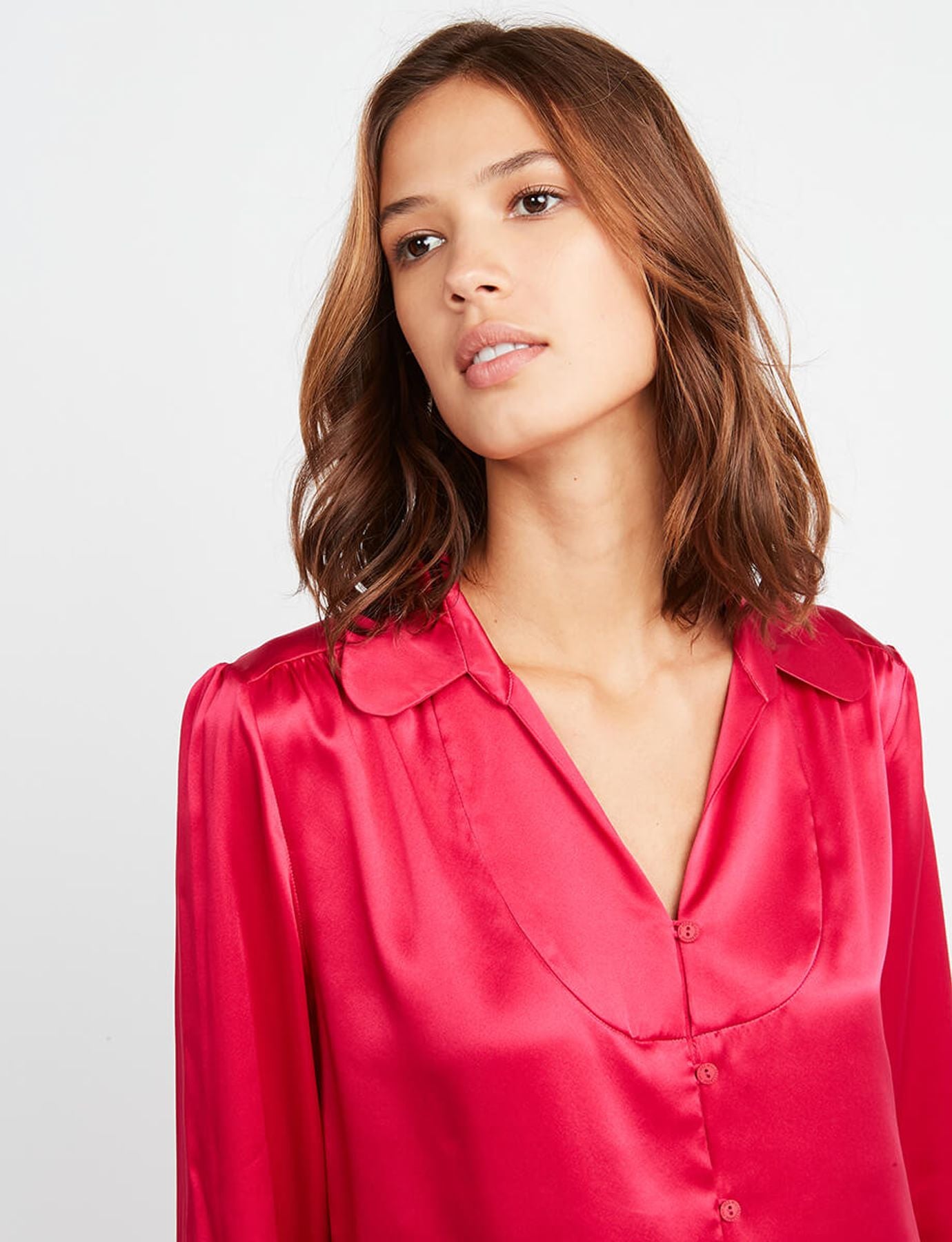 Aurora pink silk blouse
