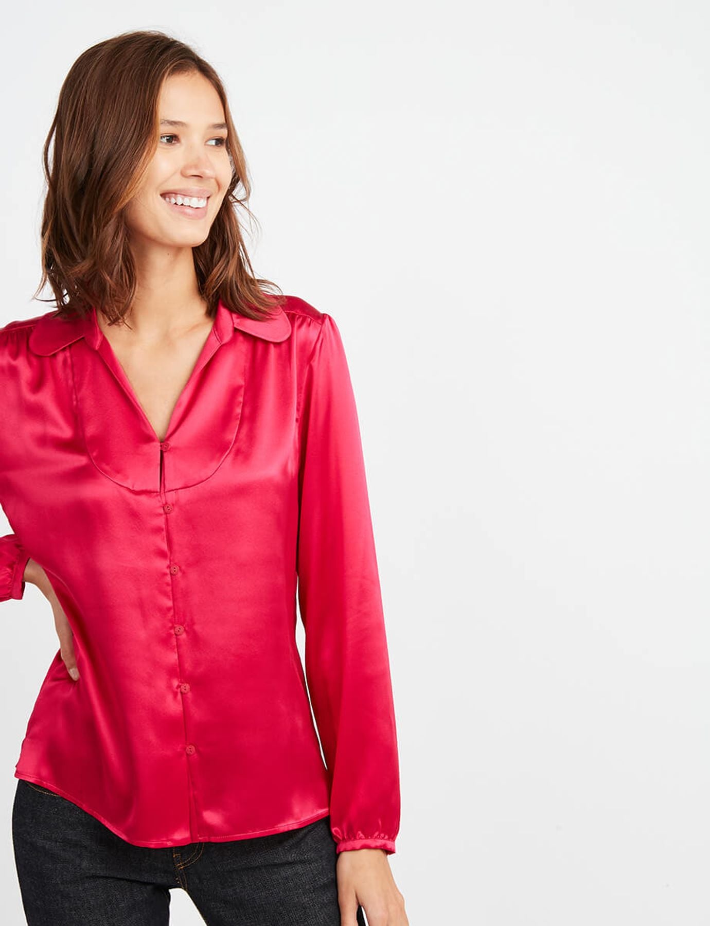 Aurora pink silk blouse