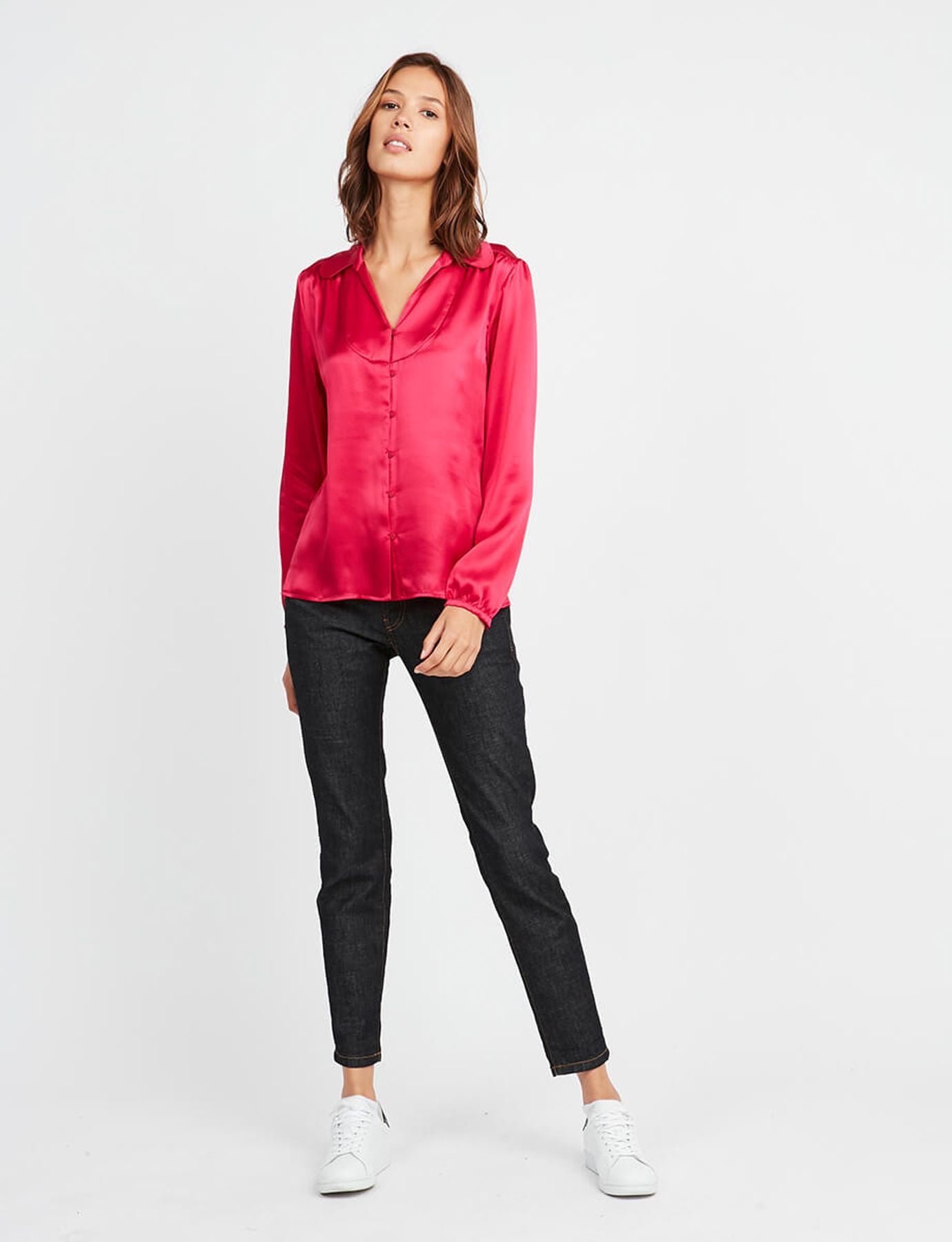 Aurora pink silk blouse