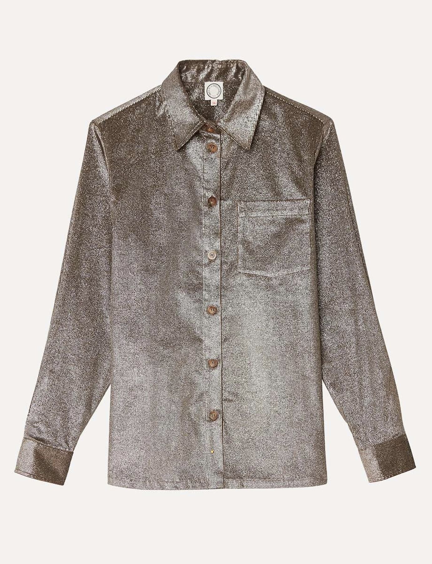 Camisa Cassia de terciopelo plateado