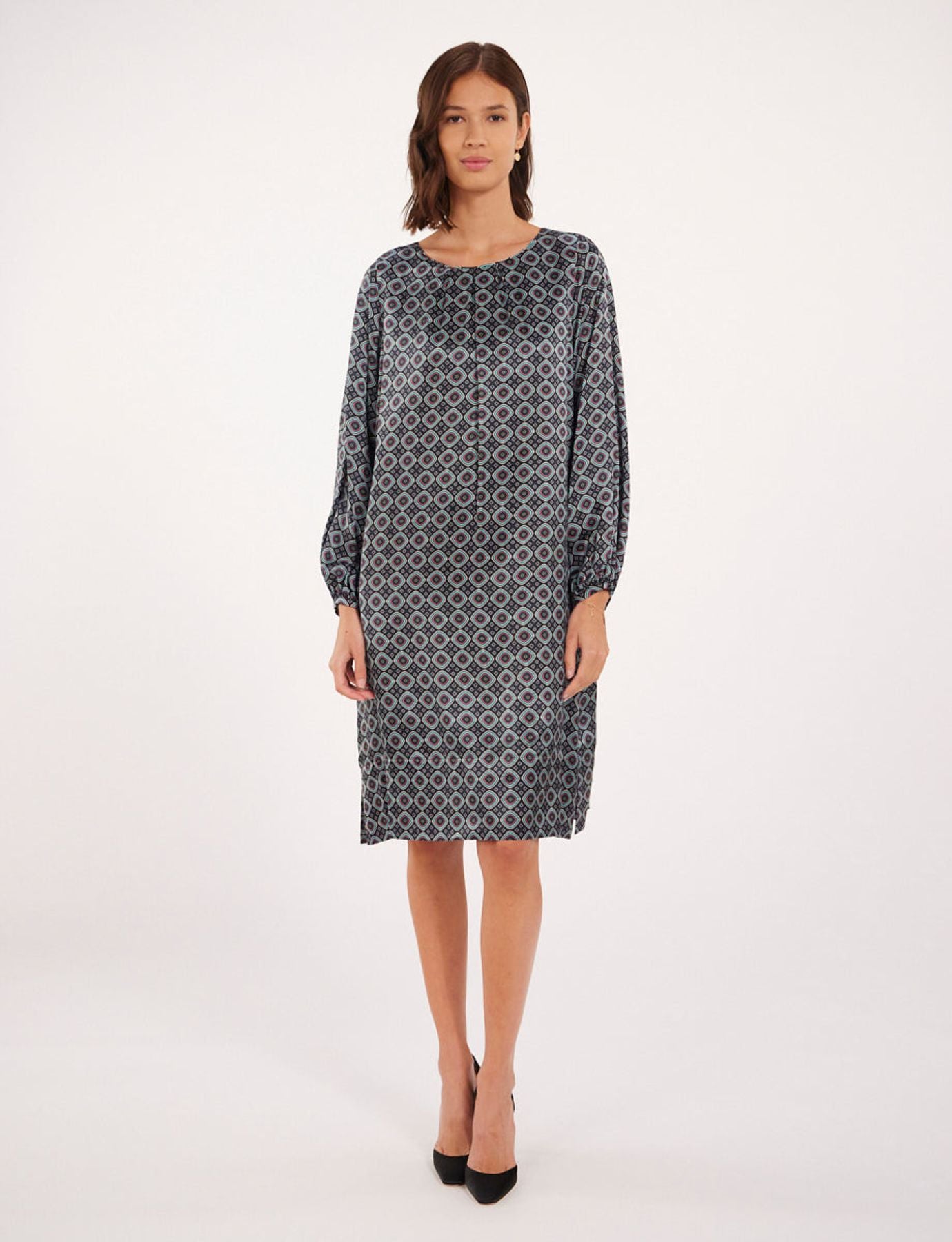 Abito Ariane anni Settanta blu navy