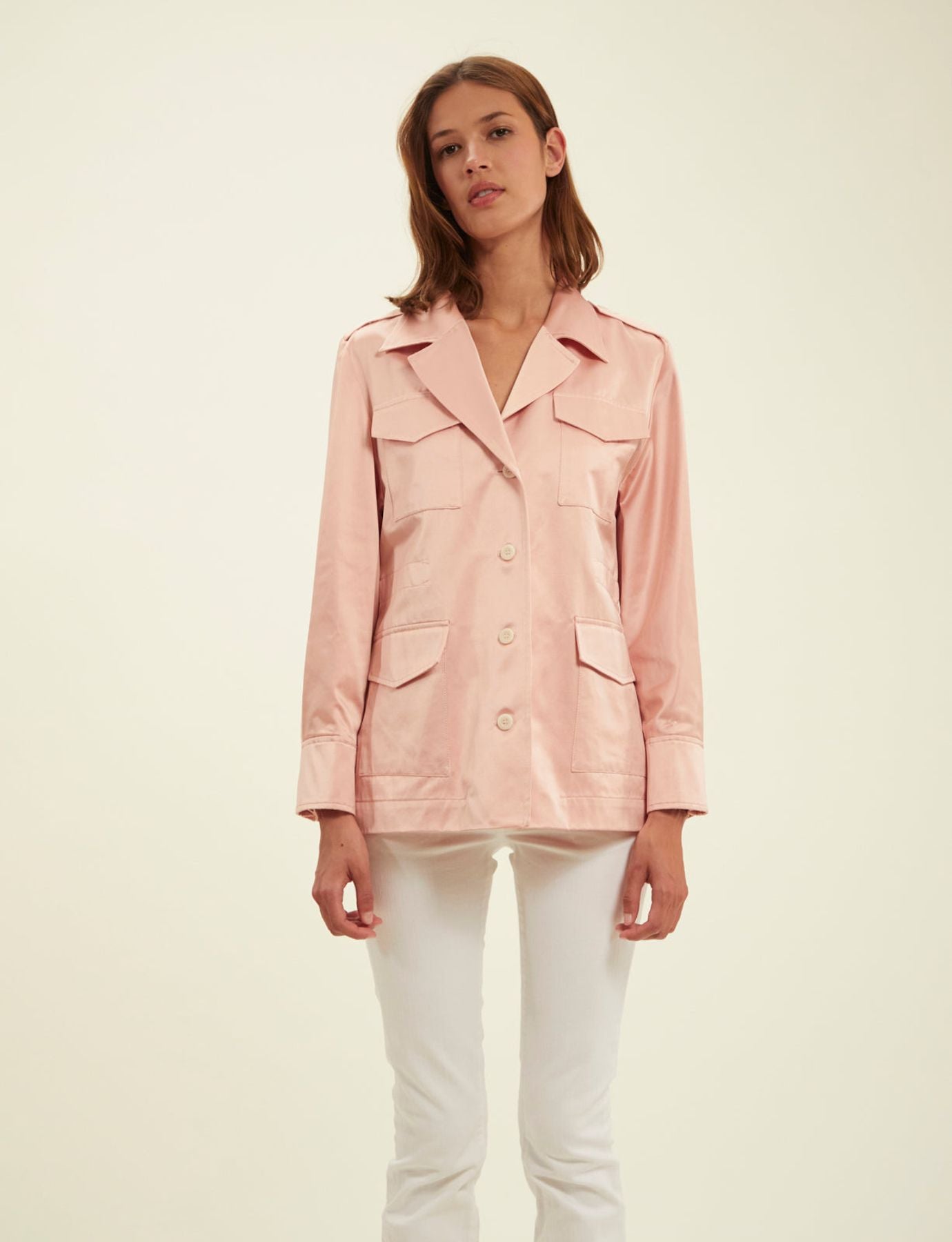 Neva-Jacke aus rosa Baumwollsatin