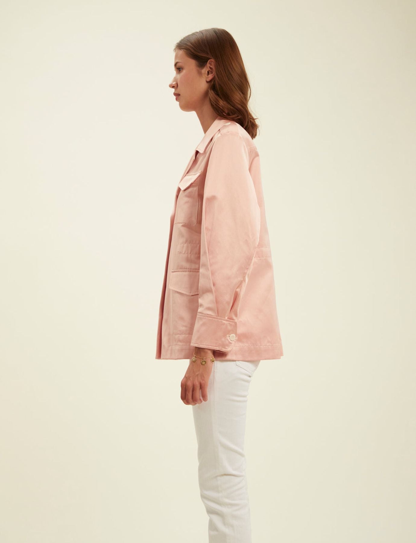 Neva-Jacke aus rosa Baumwollsatin