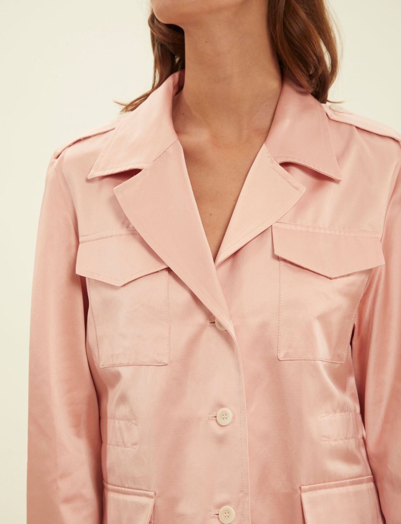 Neva-Jacke aus rosa Baumwollsatin