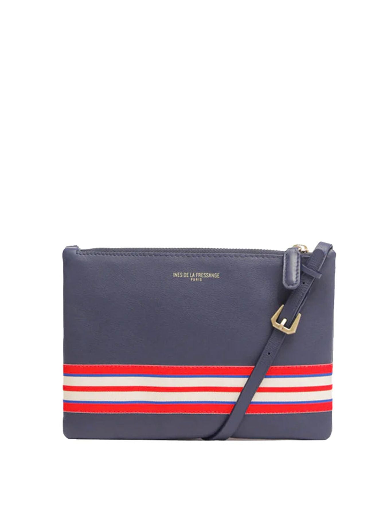 Le Parisien navy leather clutch bag