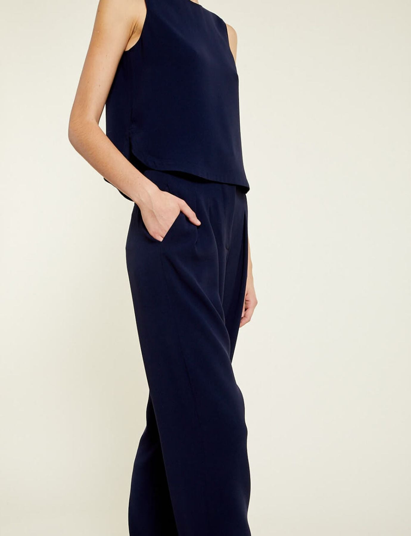Pantaloni Atalia in acetato di cotone blu navy