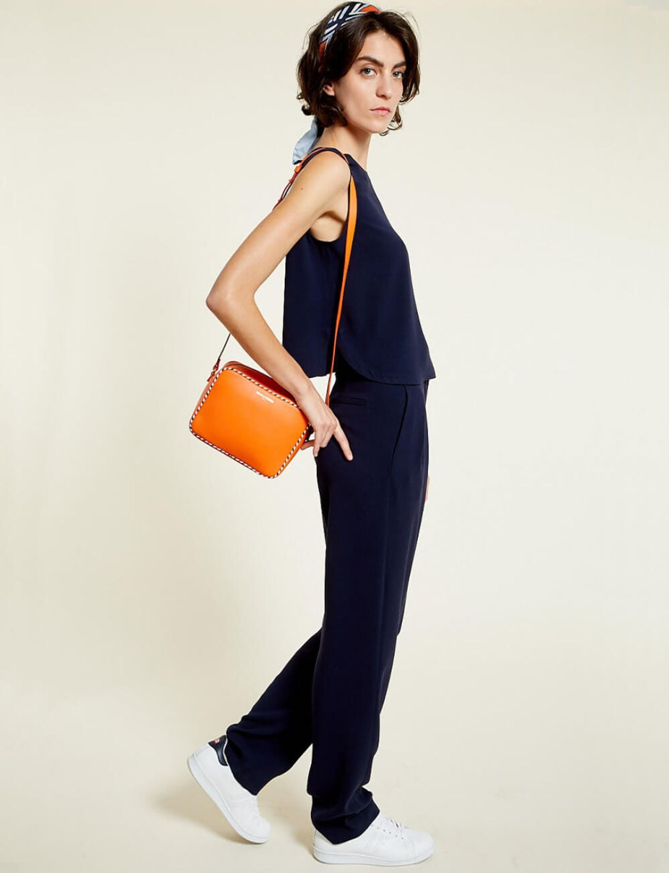 Pantaloni Atalia in acetato di cotone blu navy