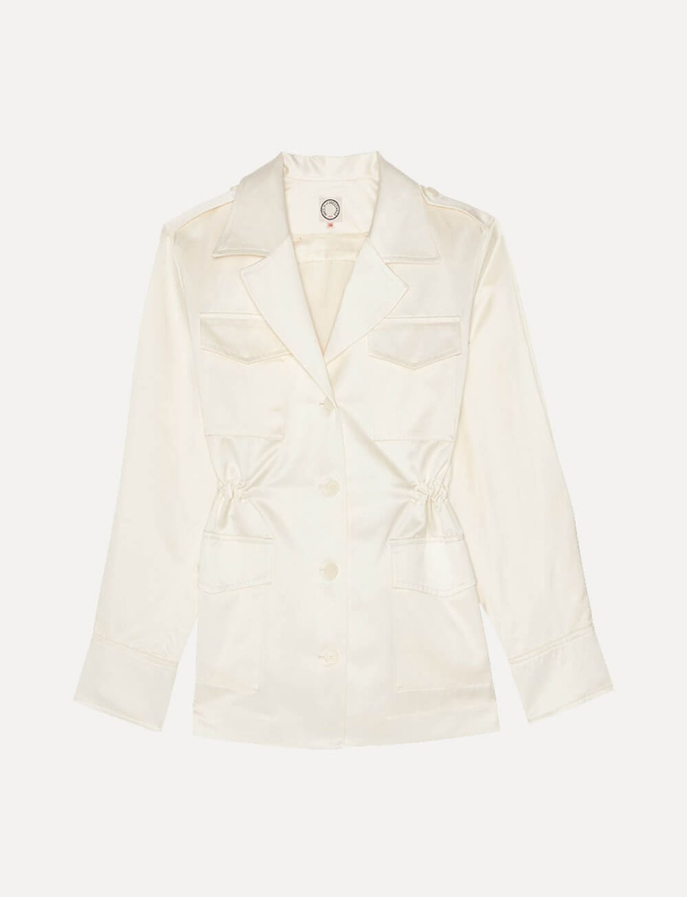 Neva-Jacke aus elfenbeinfarbenem Baumwollsatin