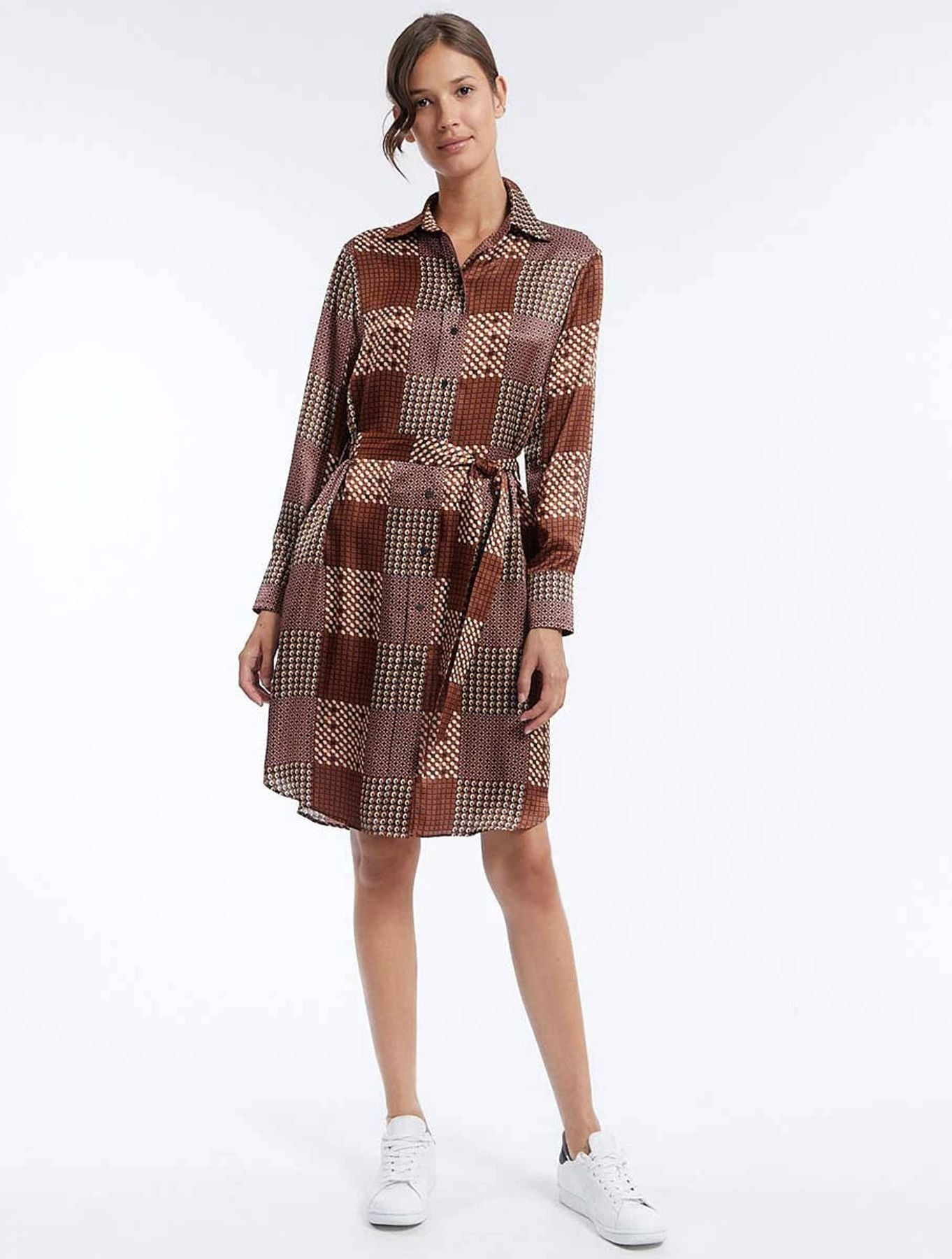Abito Amour in cammello patchwork