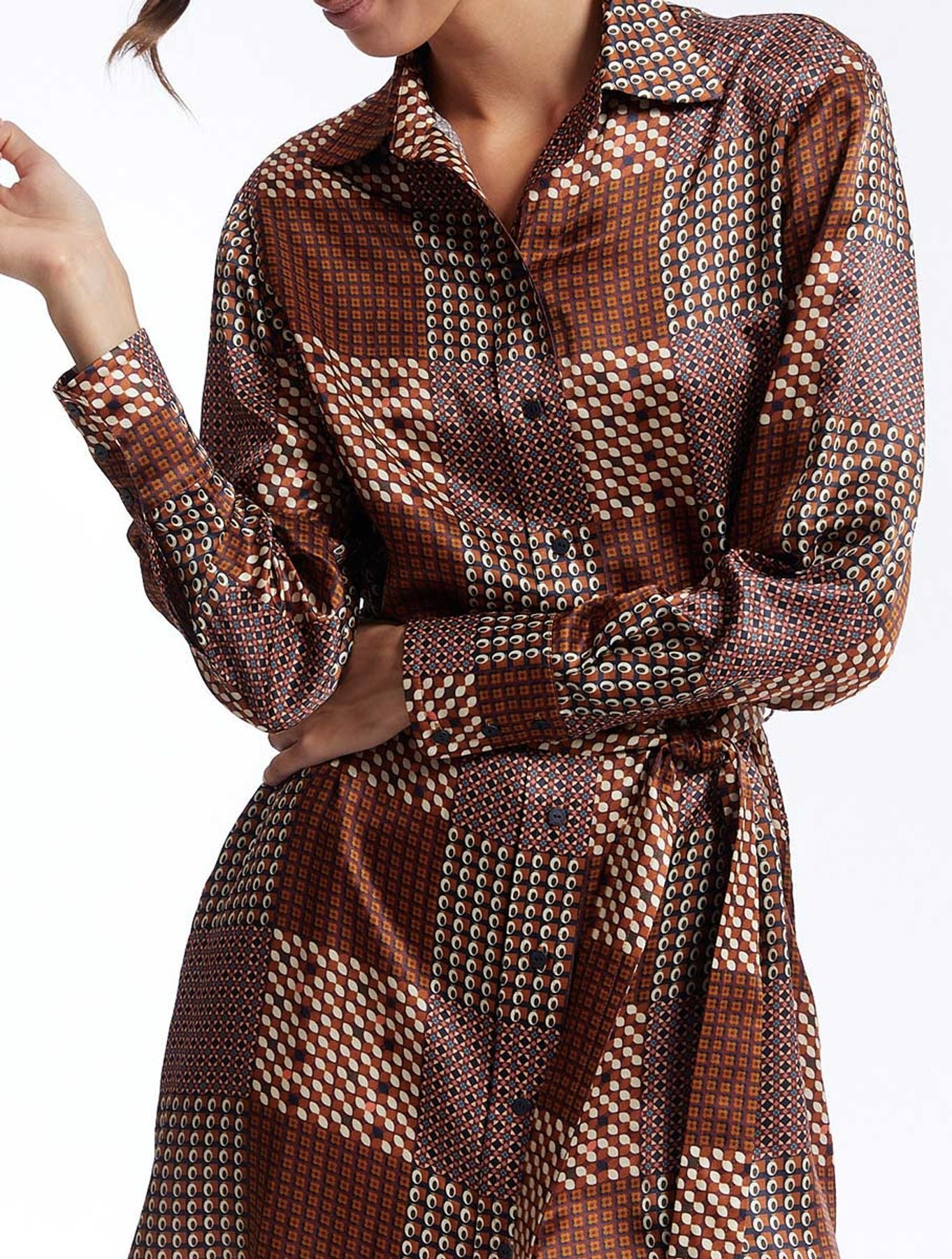 Abito Amour in cammello patchwork