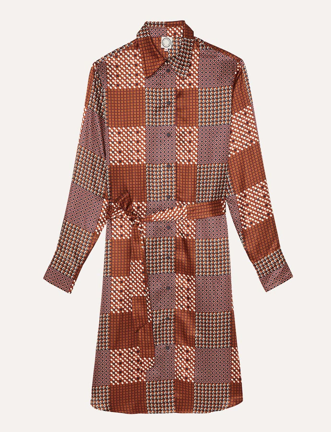 Abito Amour in cammello patchwork