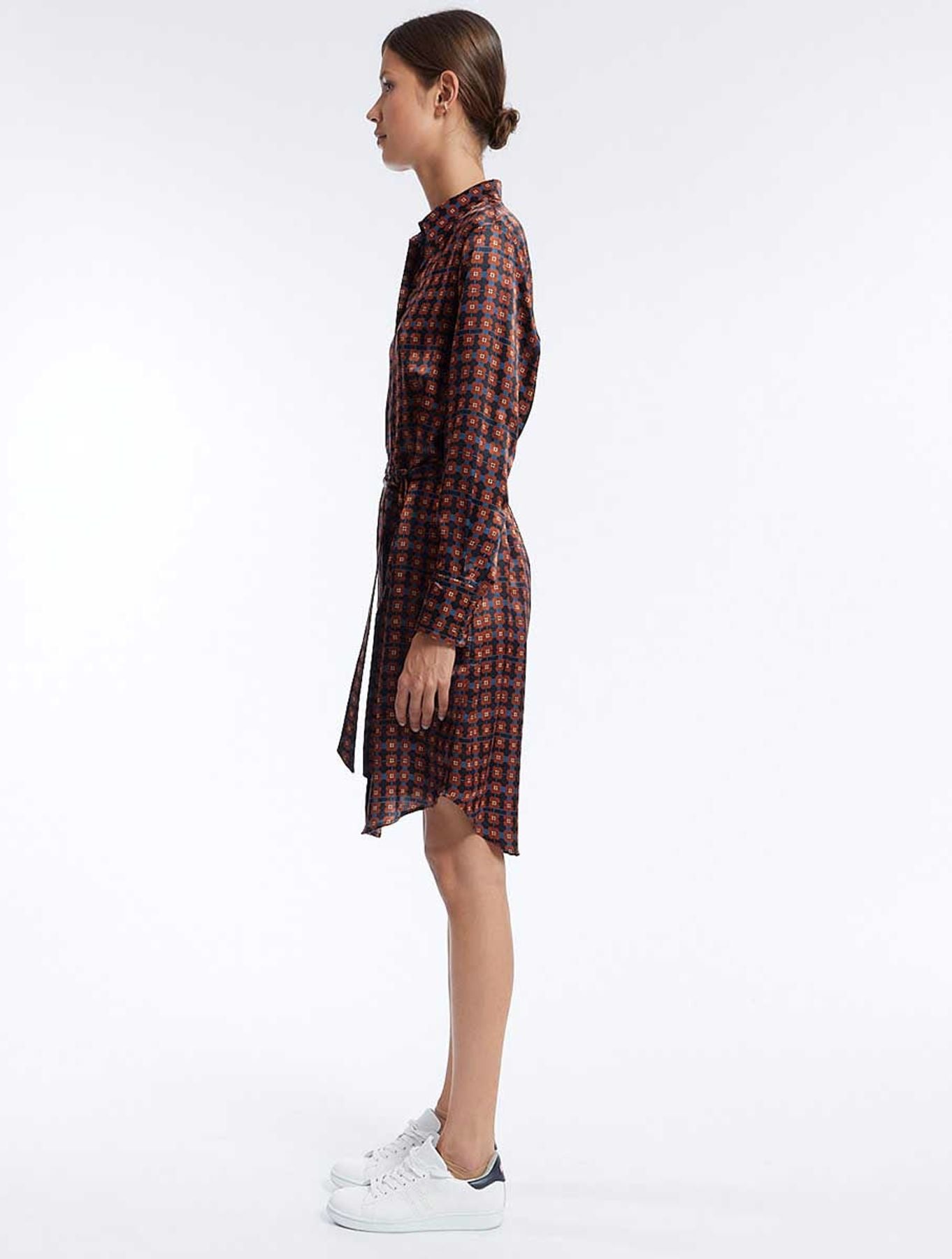 Robe Amour soie imprimé marron