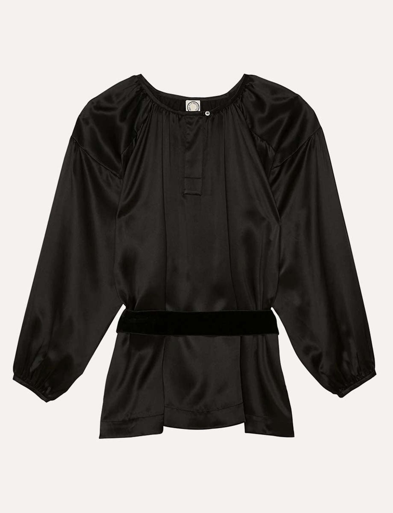 Floralie black silk top