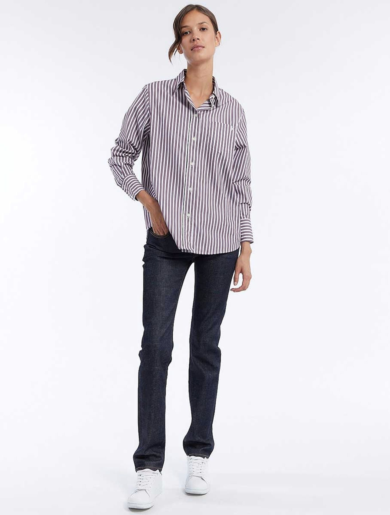 Maureen red and white stripes shirt