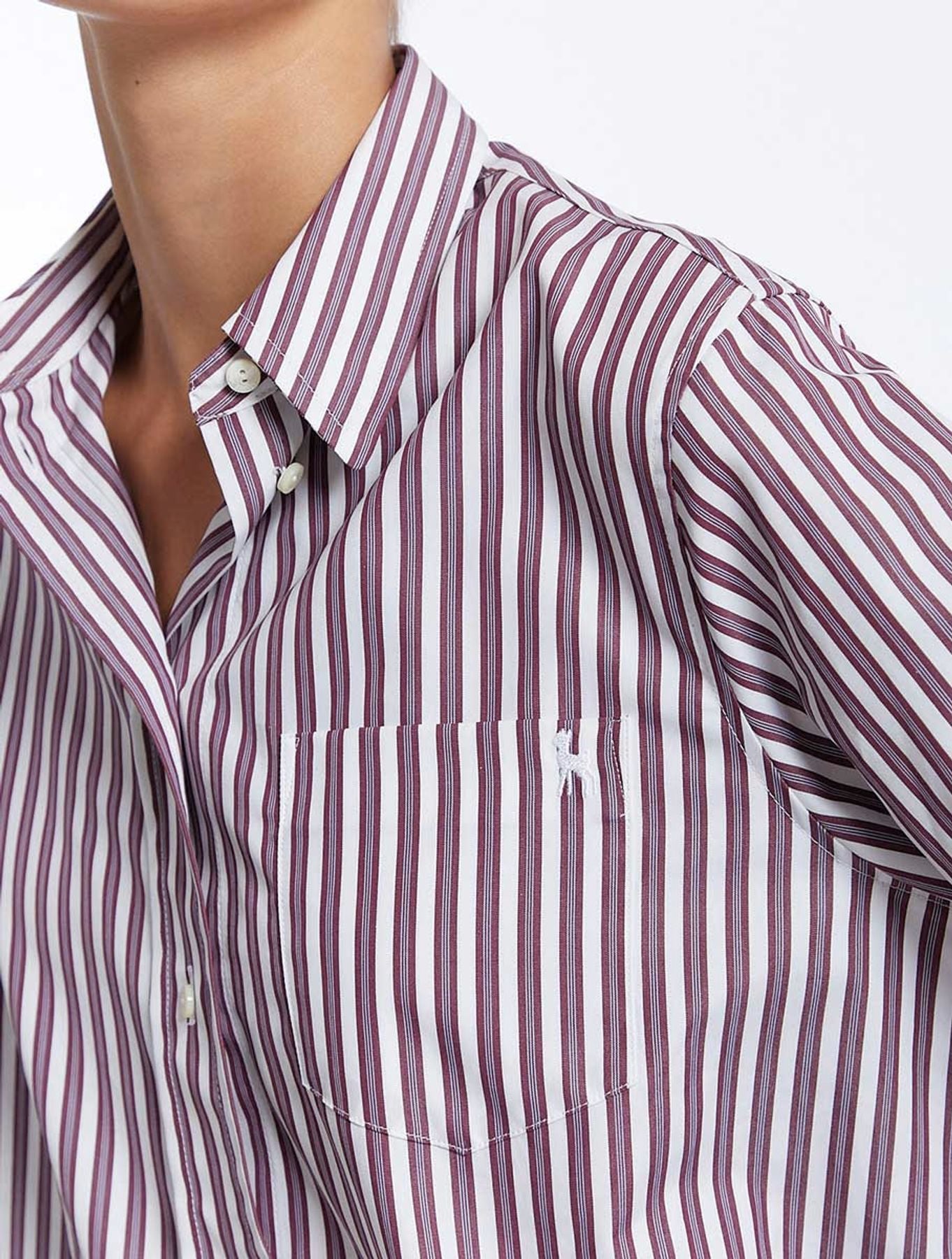 Maureen red and white stripes shirt