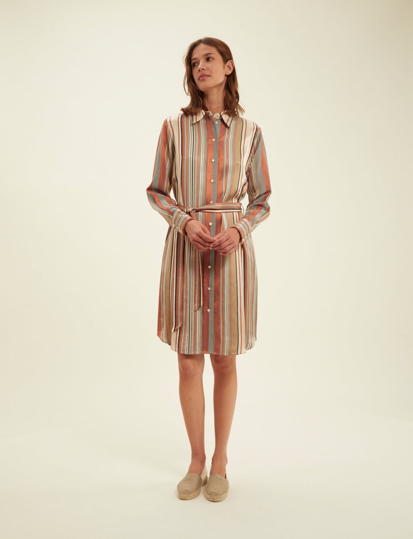 Amour camel striped dress