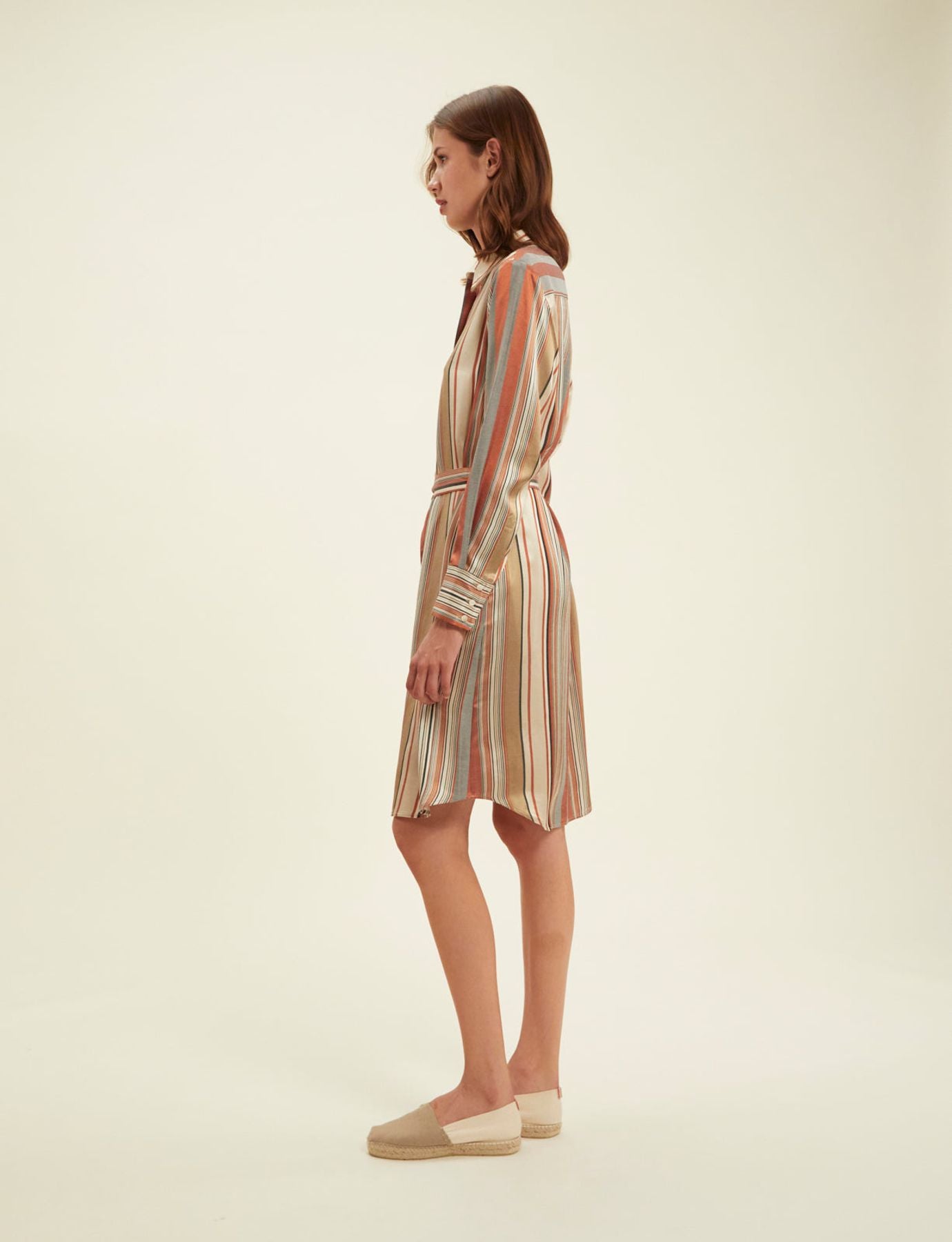 Amour camel striped dress