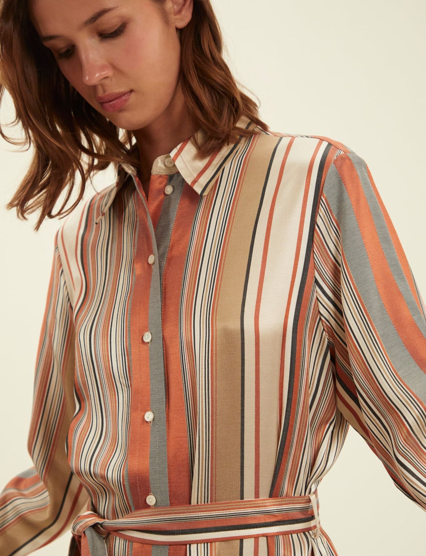 Amour camel striped dress