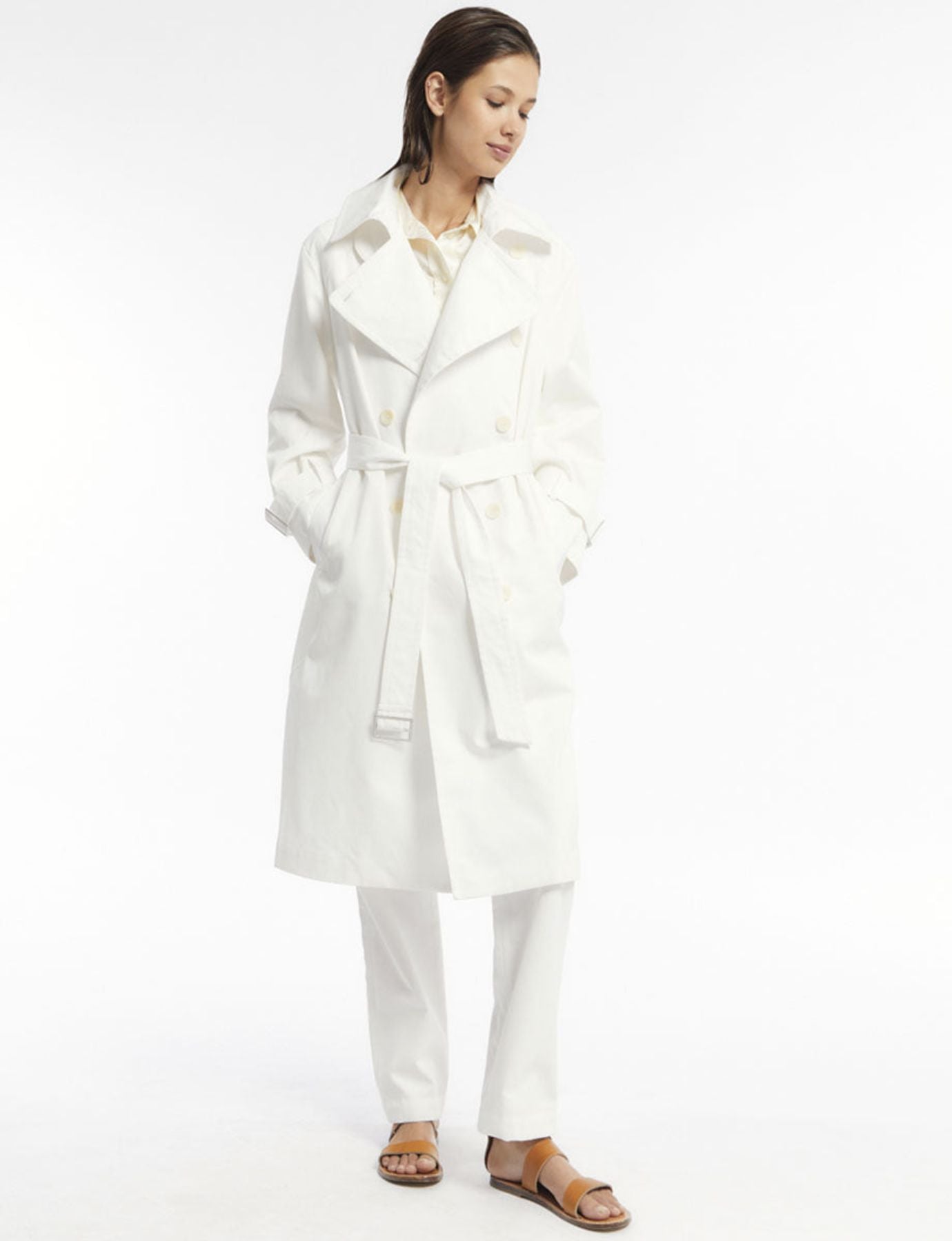 Blake white cotton trench coat