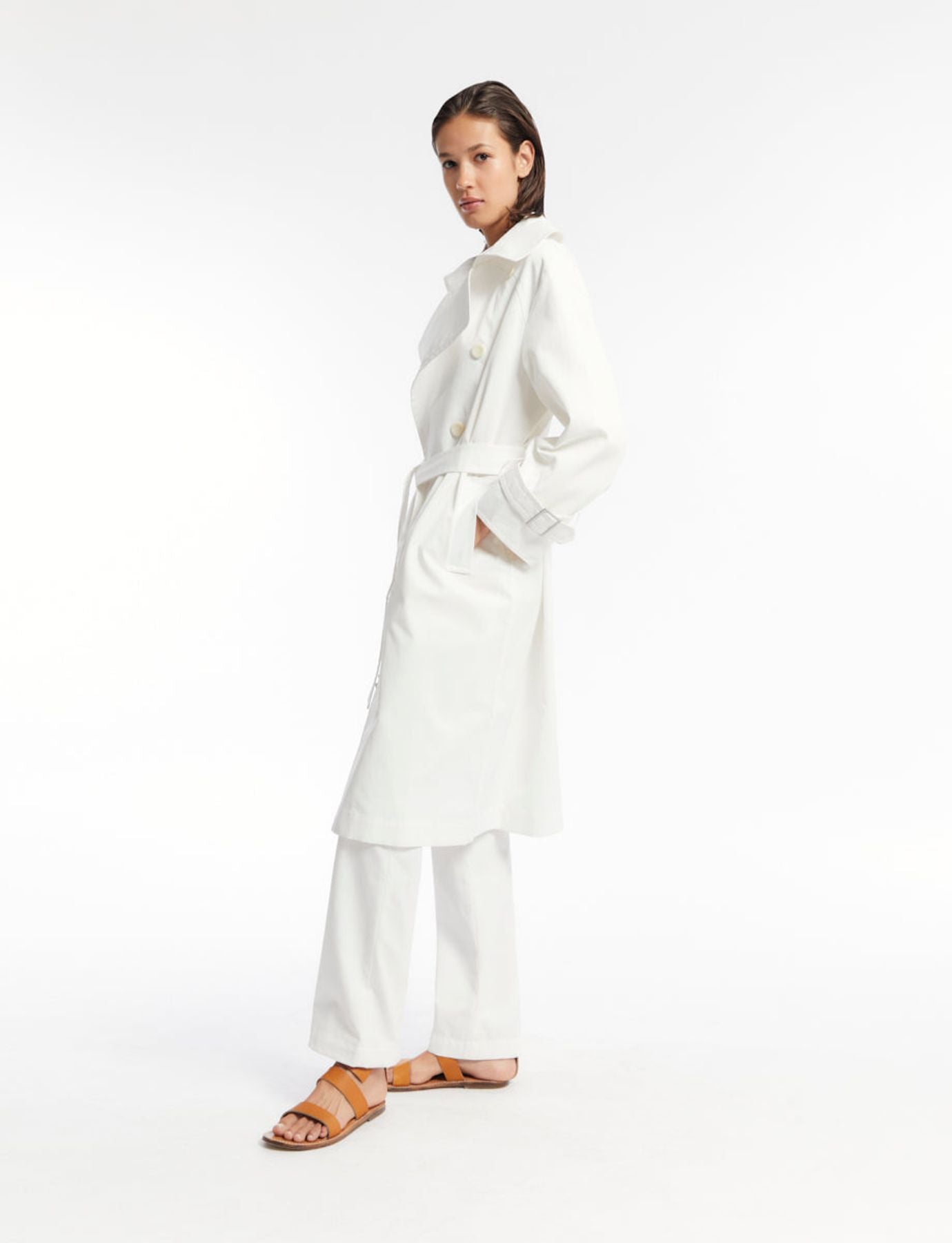 Blake white cotton trench coat