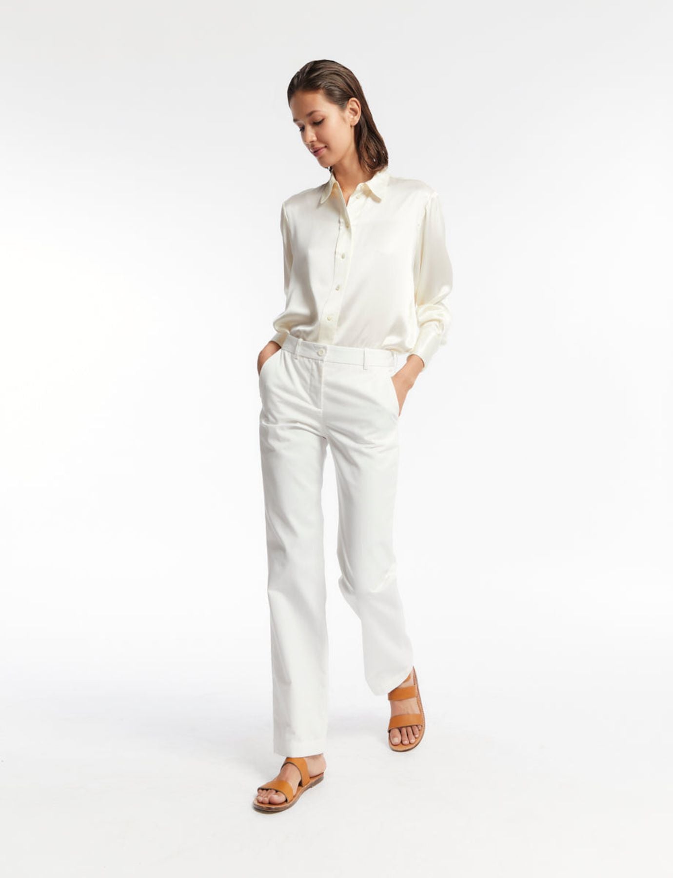 Francisco white cotton trousers