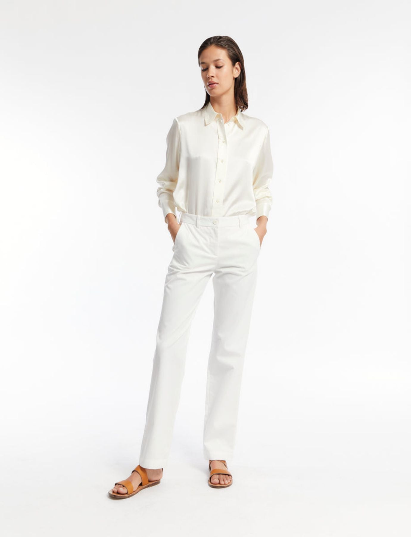 Francisco white cotton trousers