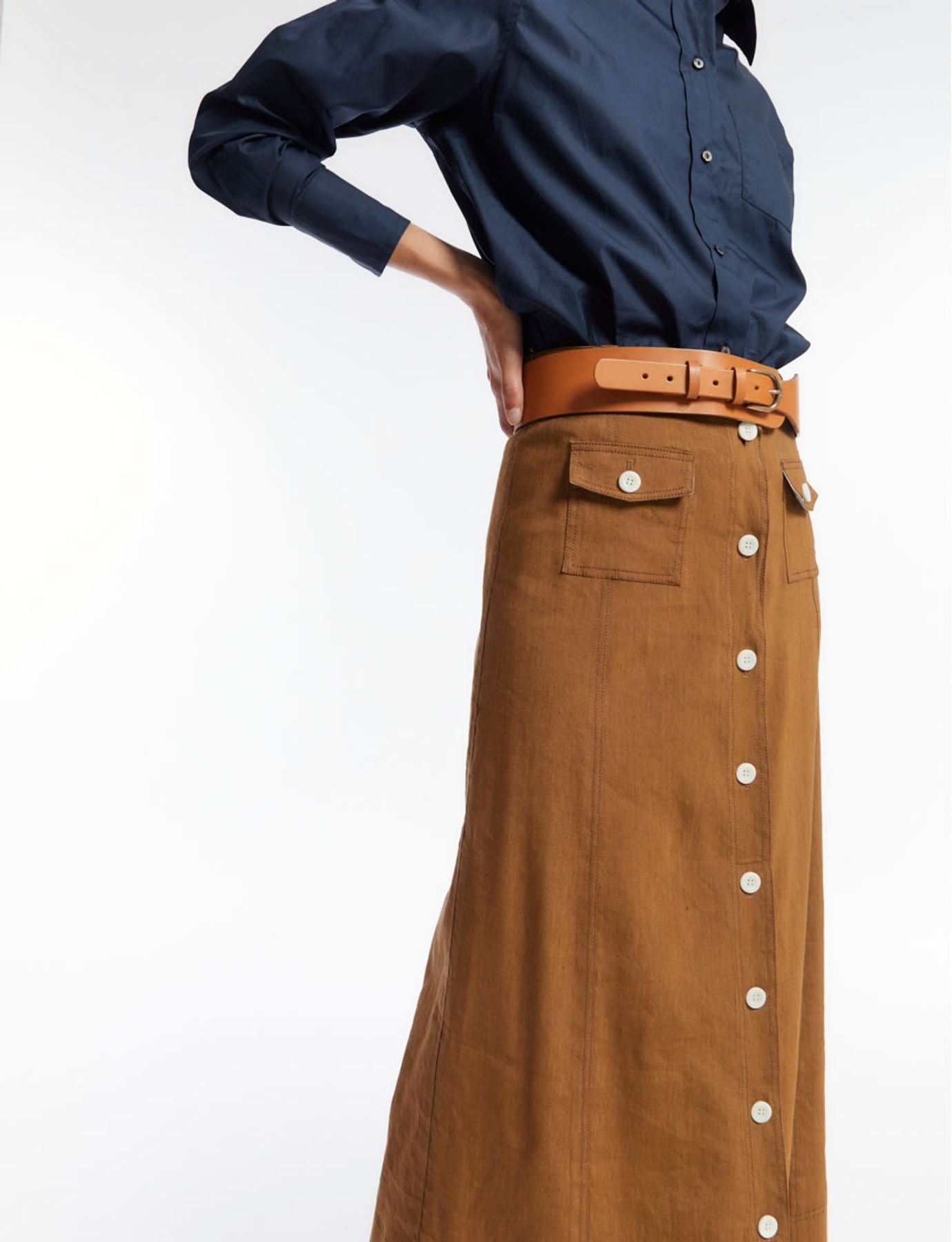 Tatiana brown linen skirt