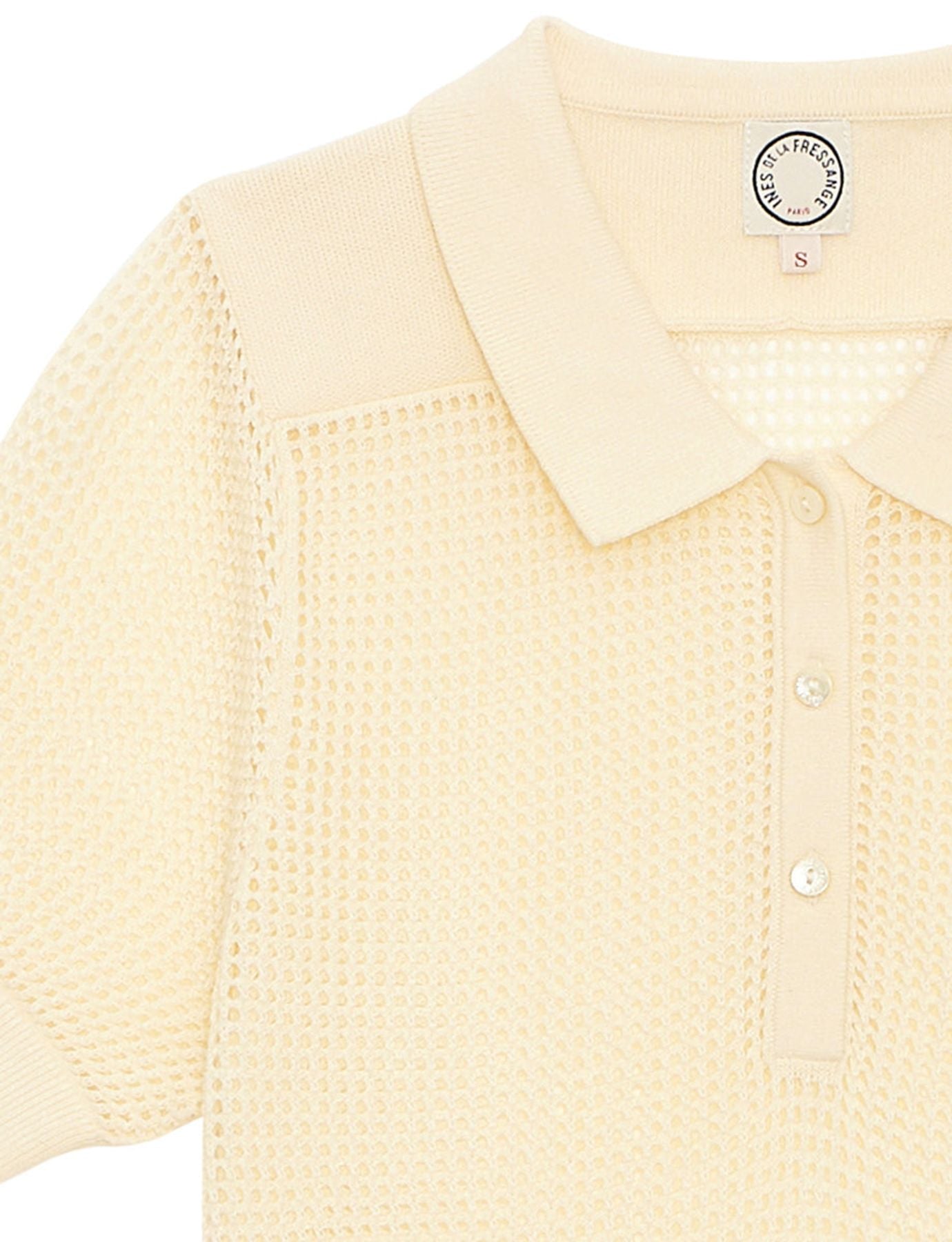 Ilario ivory crochet polo shirt