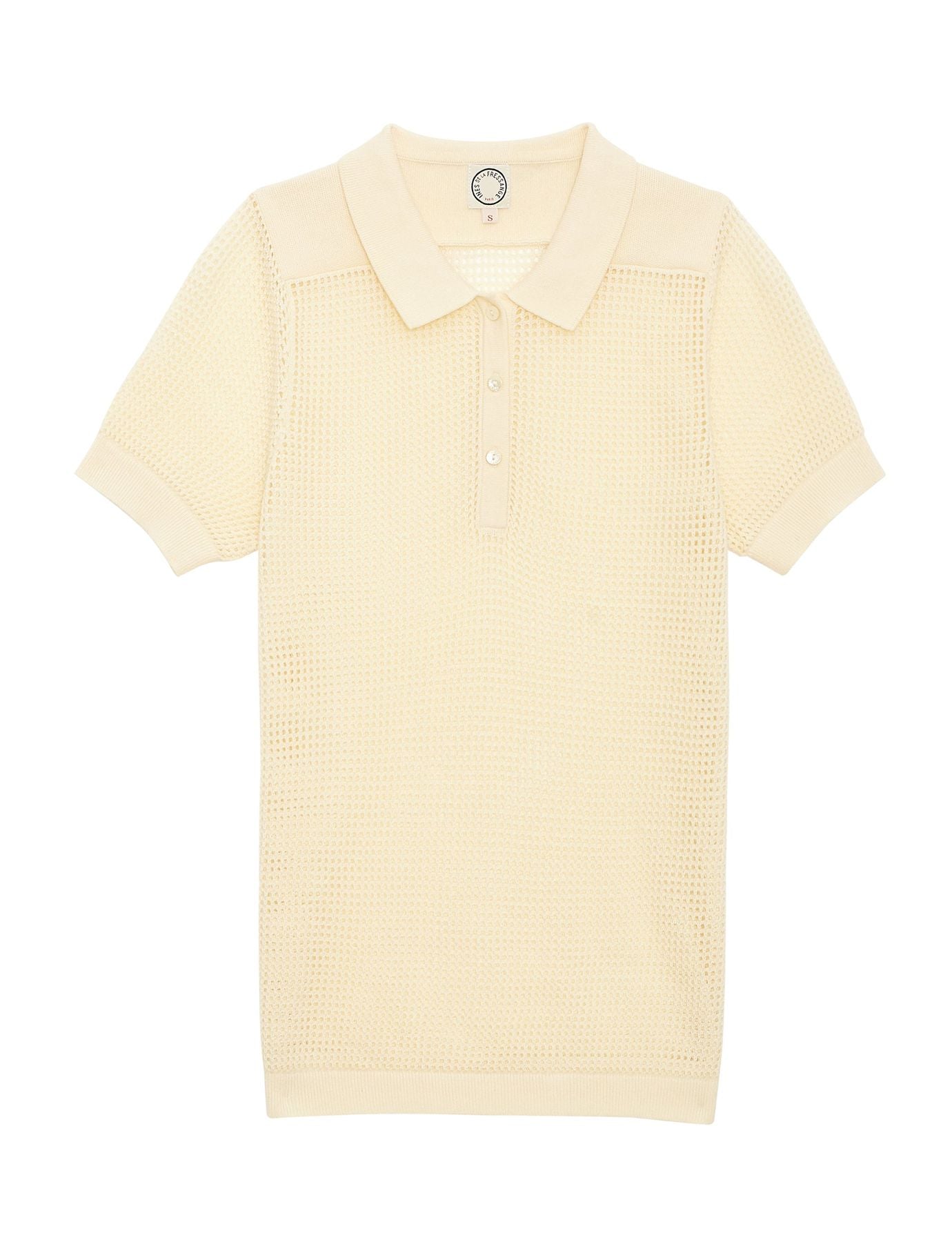 Ilario ivory crochet polo shirt