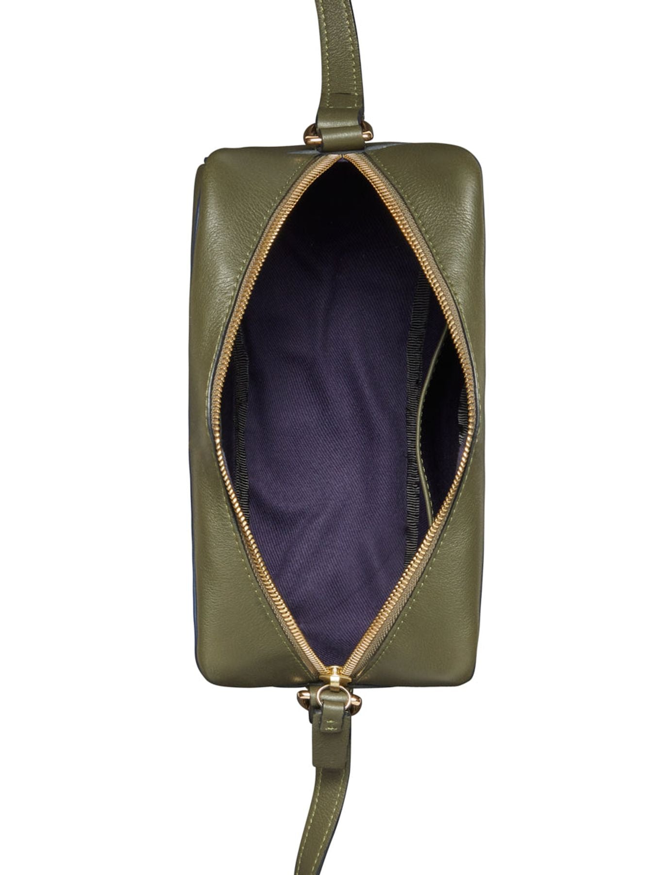 Marcia bag in khaki leather with navy trim