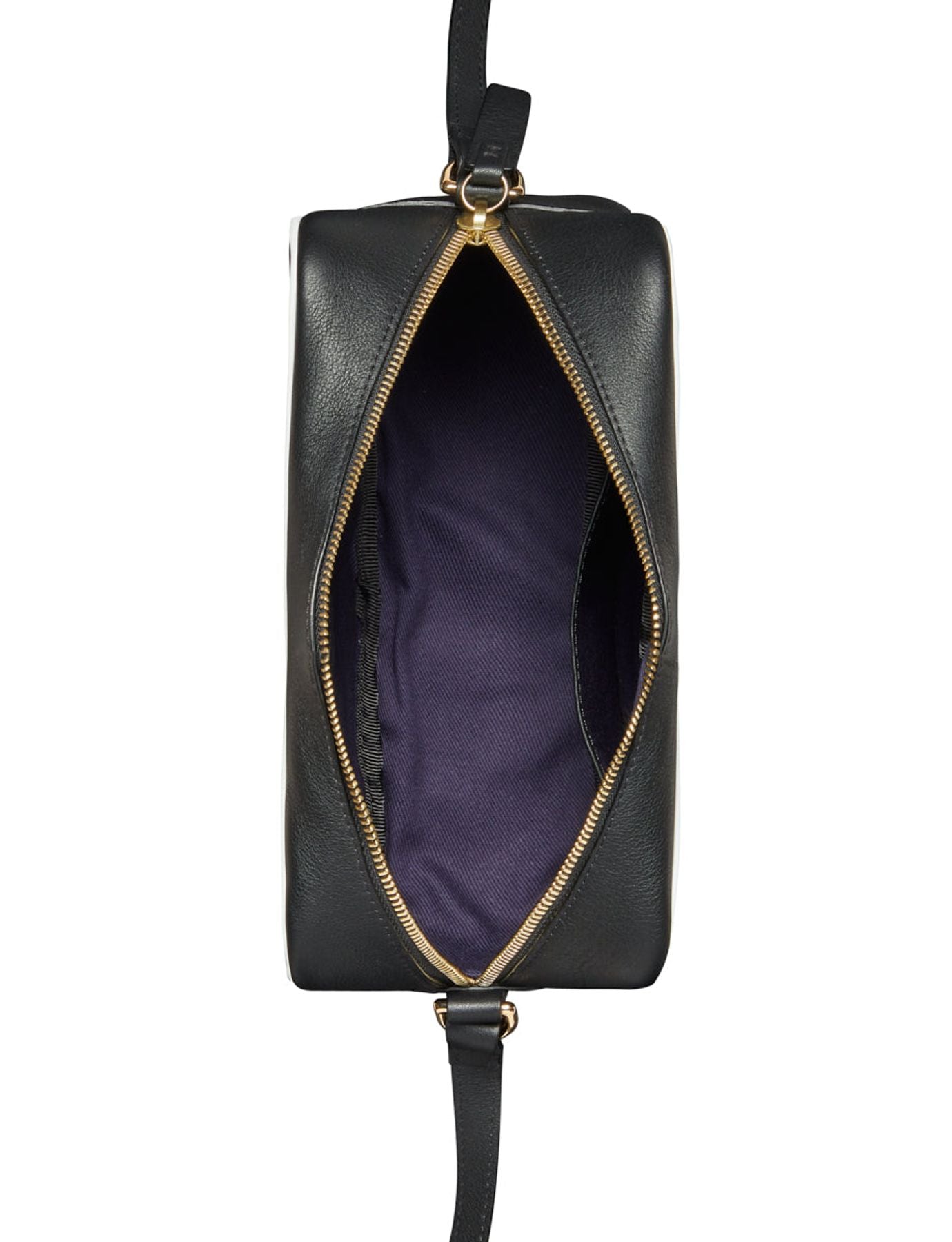 Bolso Marcia de piel negra con ribete blanco