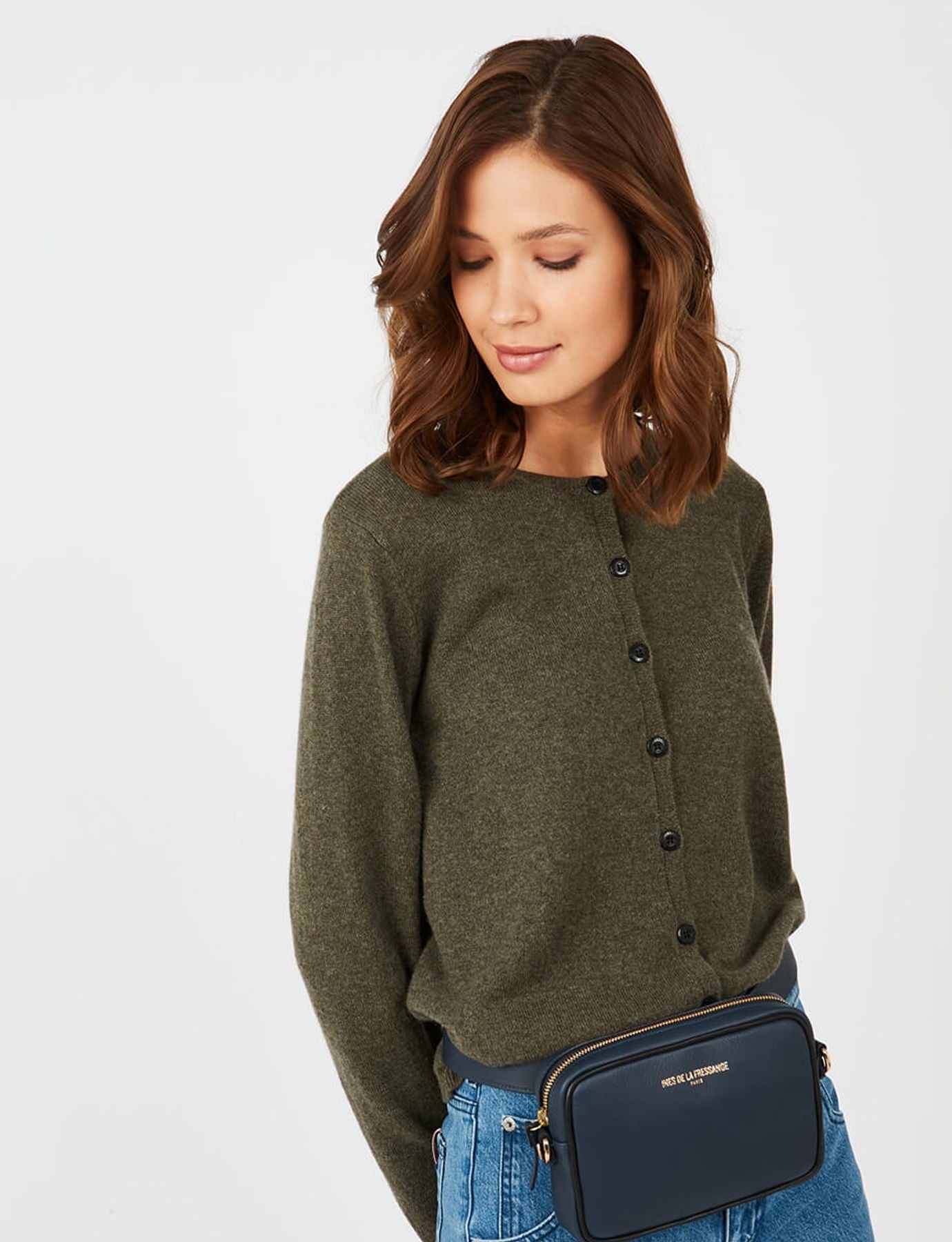 Banane Marcia Leder marineblau schwarzer Rand