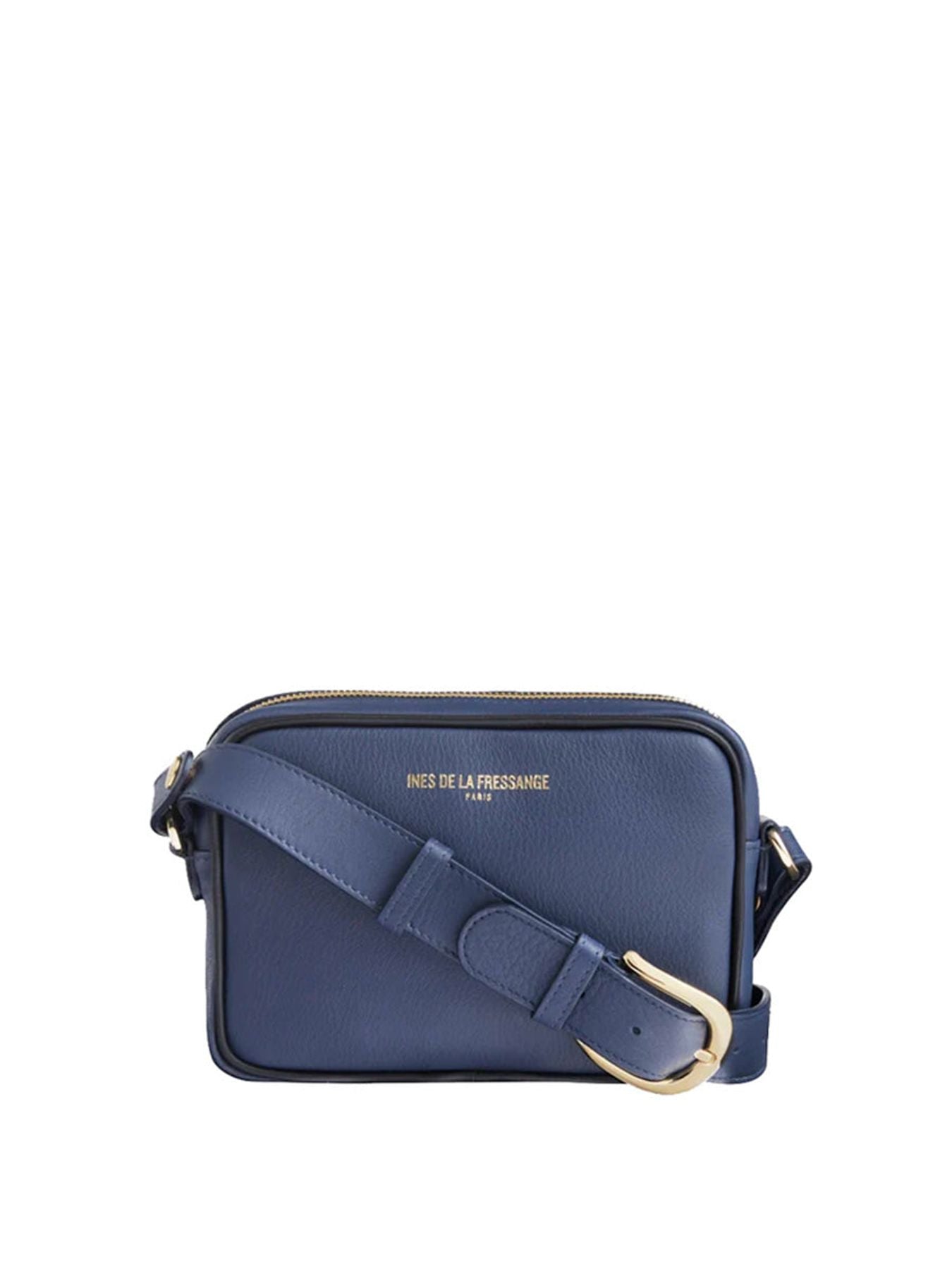 Sac-Banane Marcia cuir bleu marine bordure noire