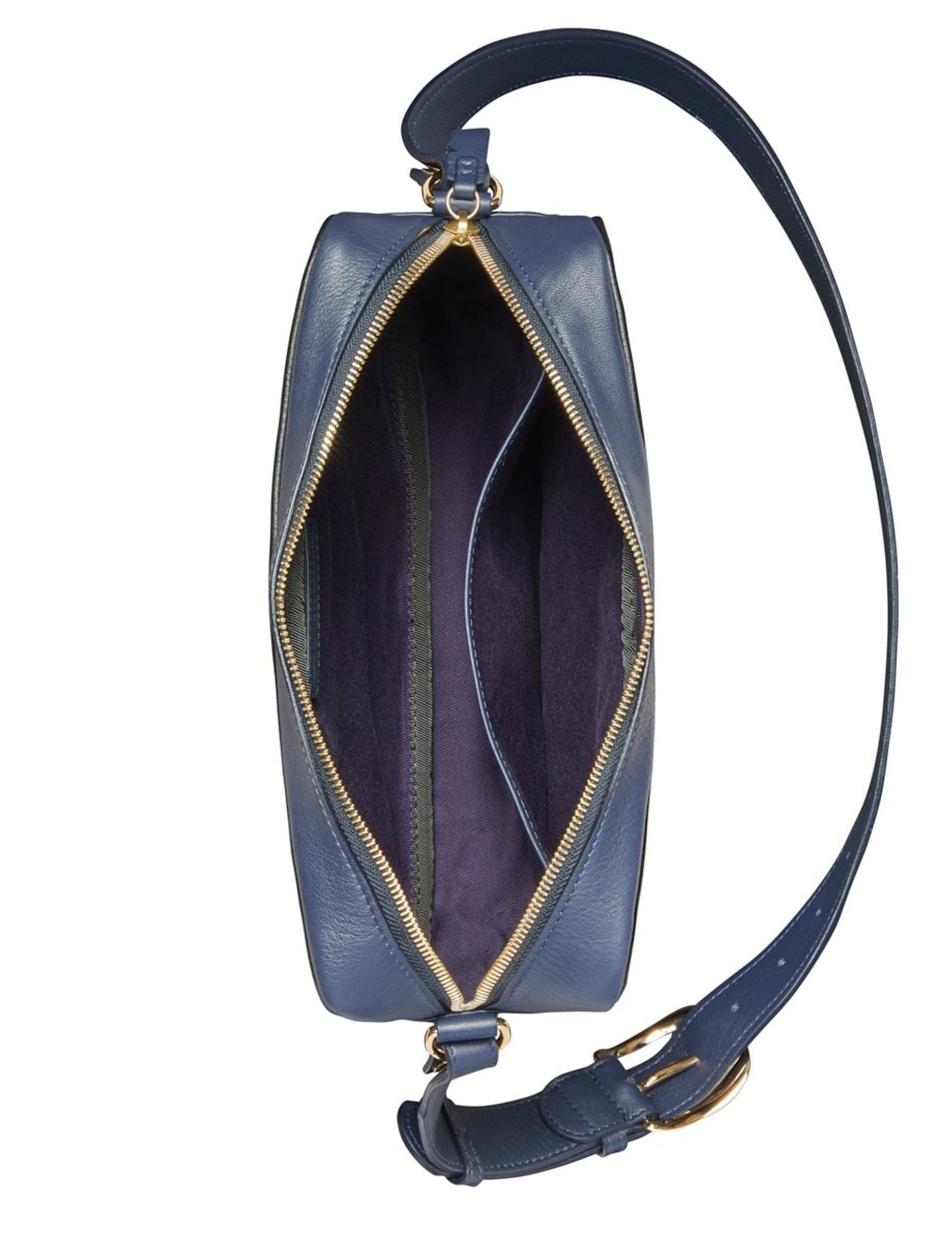 Marcia L shoulder bag in navy leather with black trim
