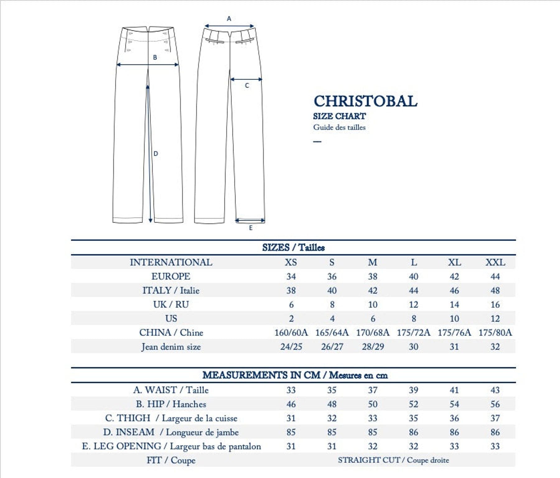 Pantalon Constantin coton bleu marine