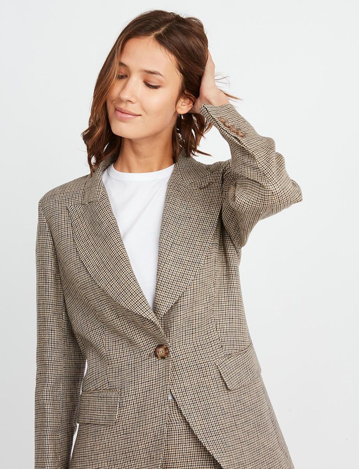 Gaelle houndstooth linen jacket