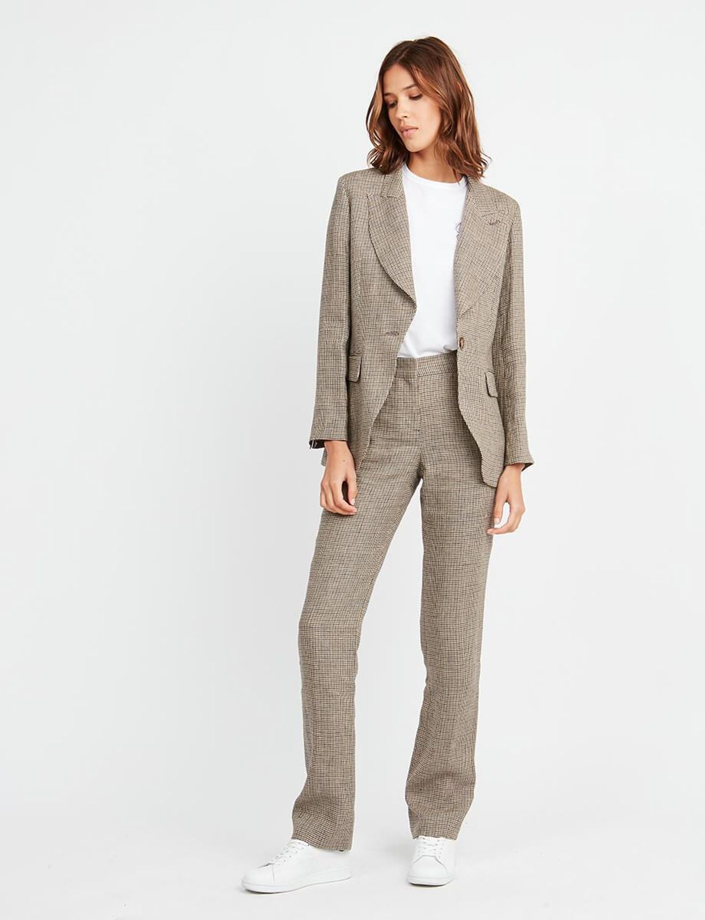 Gaelle houndstooth linen jacket