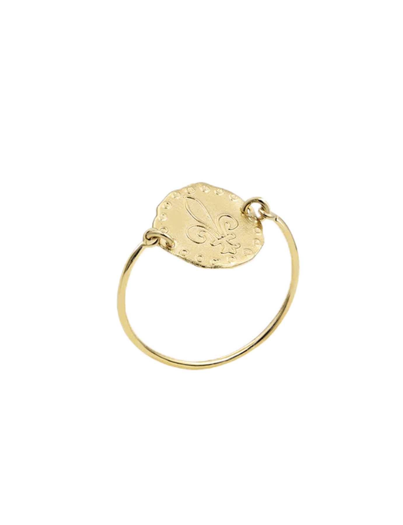 Anillo Lutetia chapado en oro con motivo de lirios