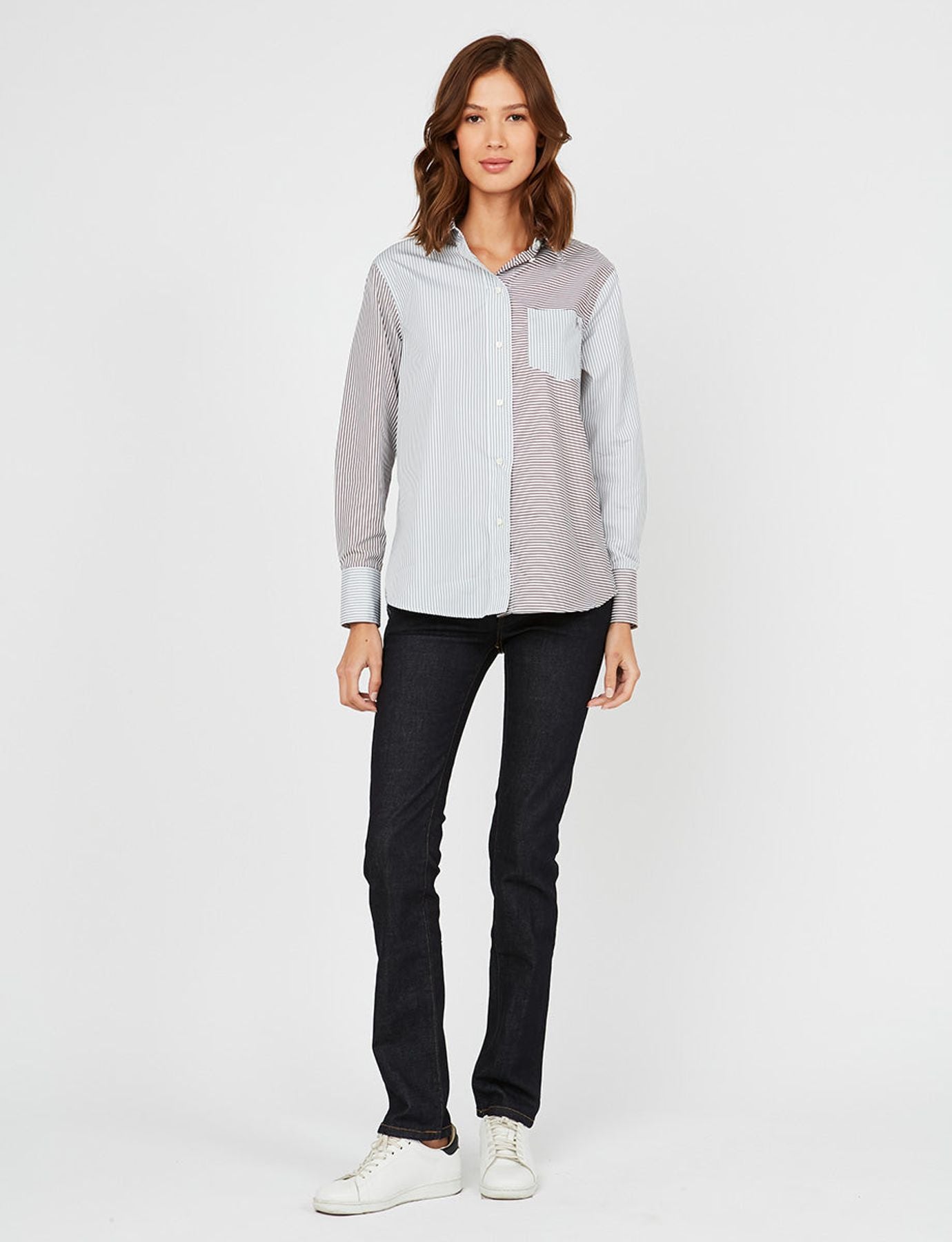 Chemise Maureen rayures grises et marron