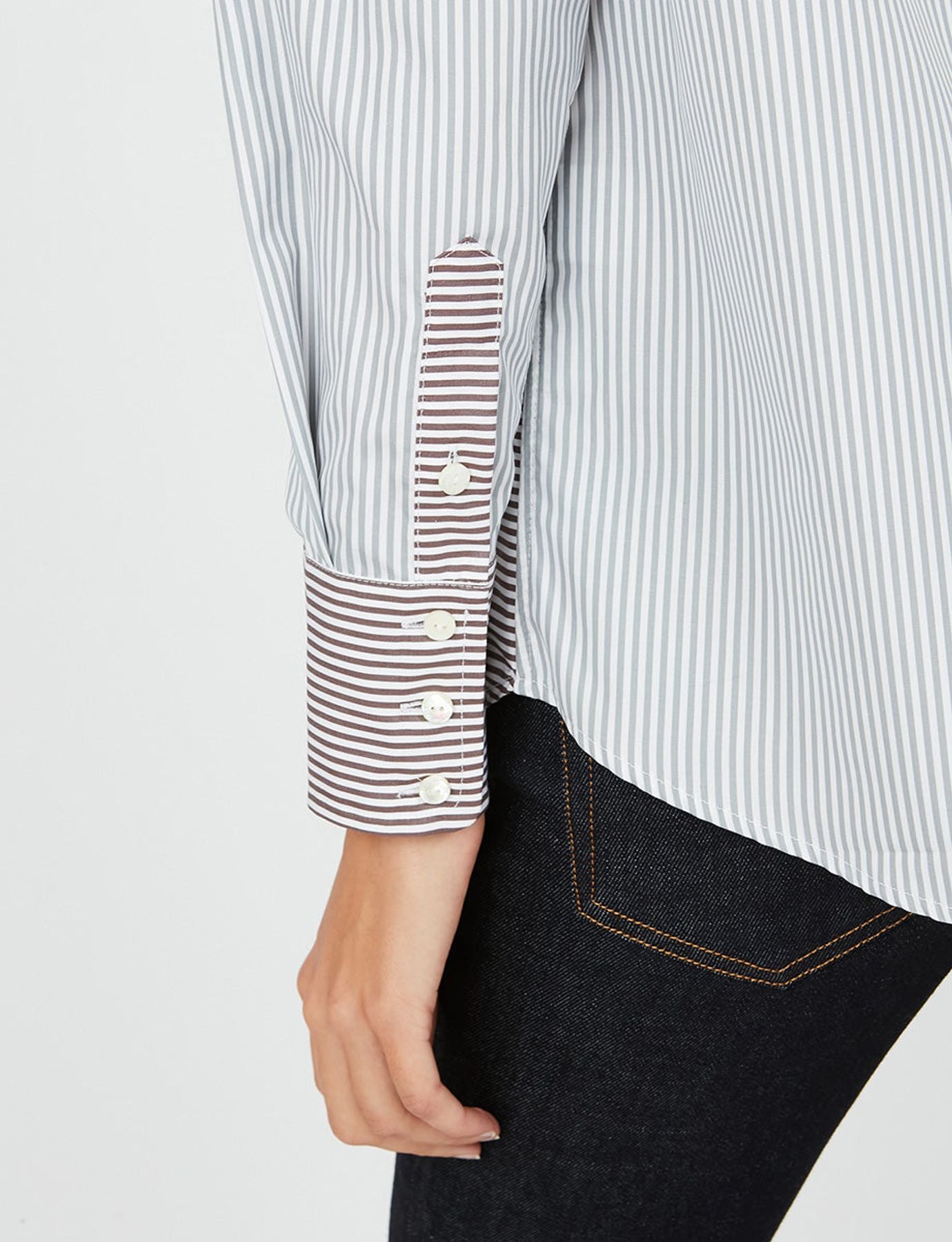 Chemise Maureen rayures grises et marron