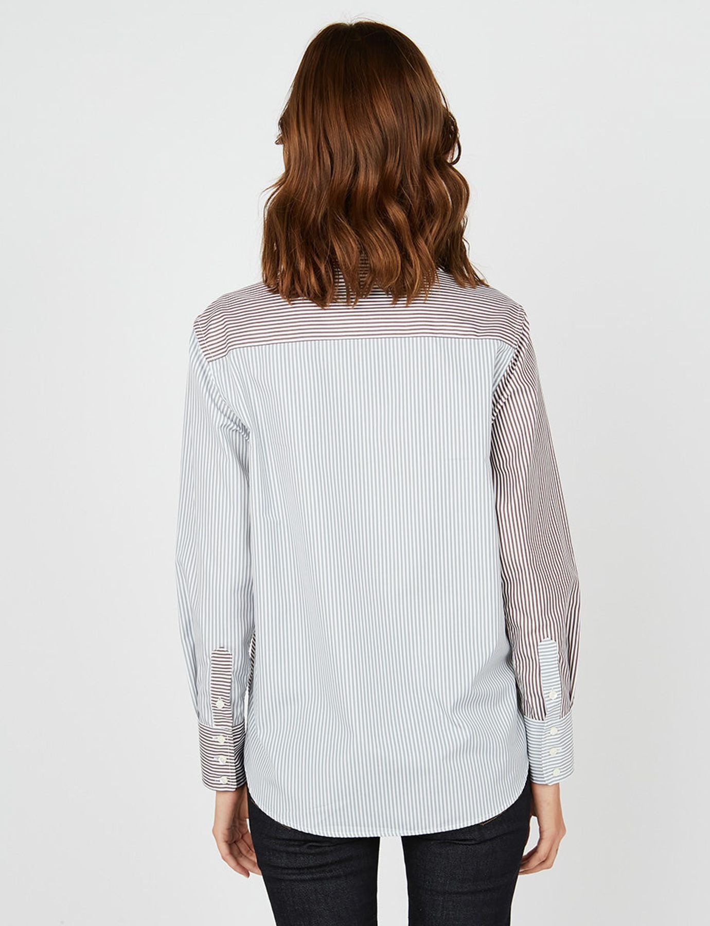 Chemise Maureen rayures grises et marron