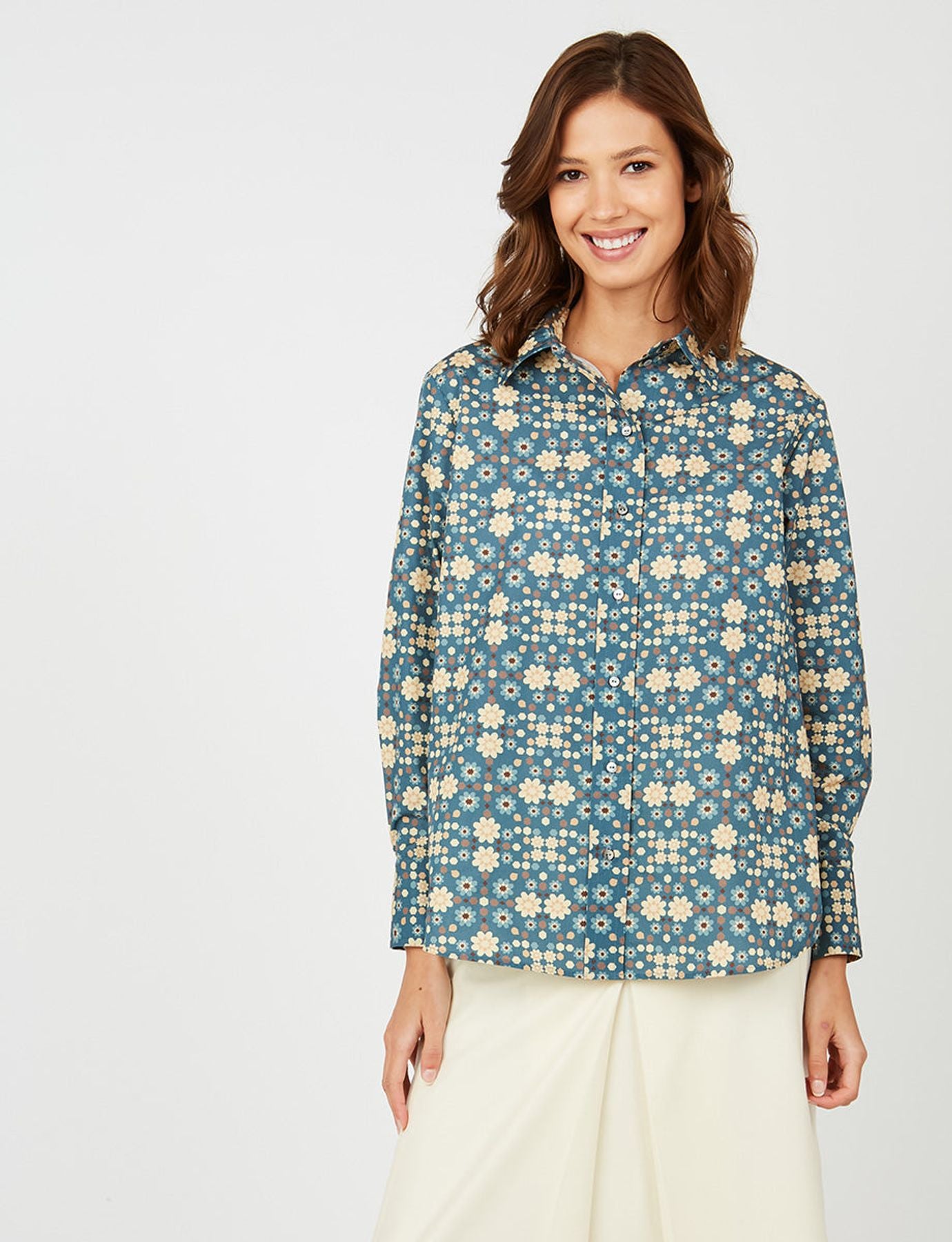 Chemise Maureen bleue motif Boulbon