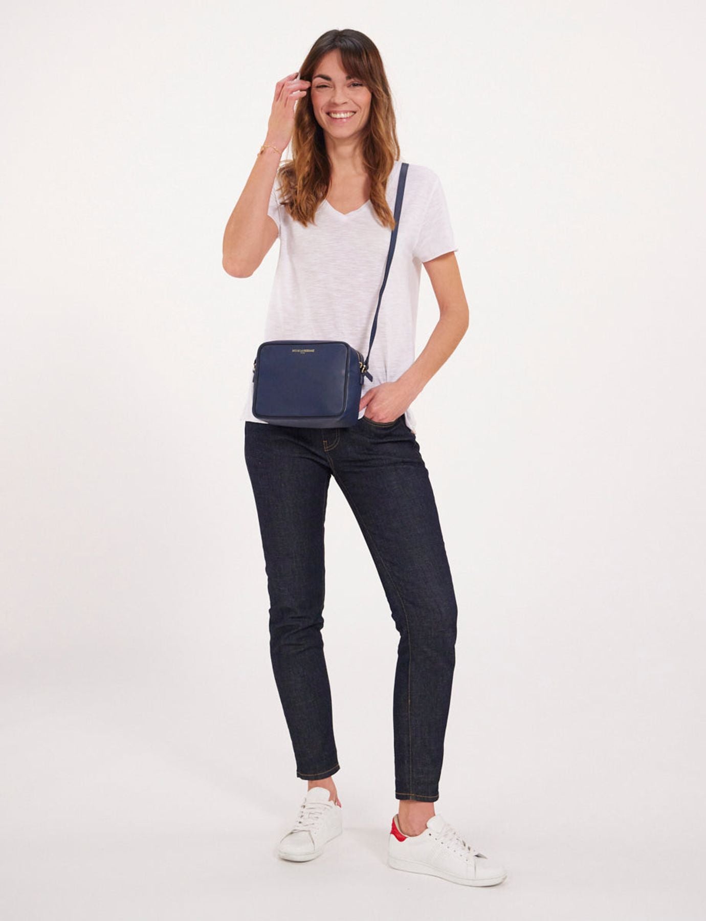 Borsa Marcia in blu navy con finiture nere