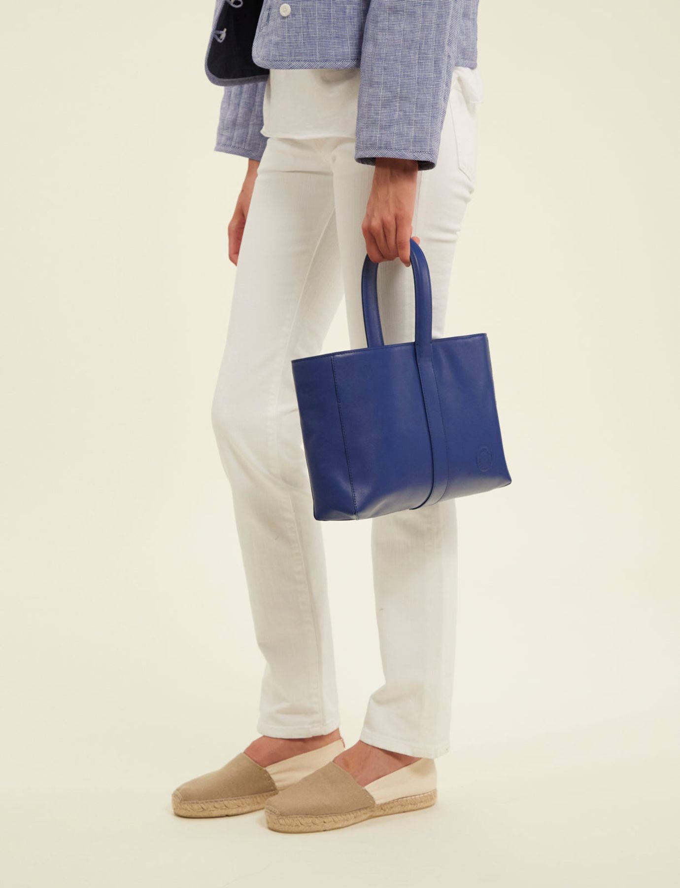 Sac cabas cuir Léonore petit format bleu cobalt