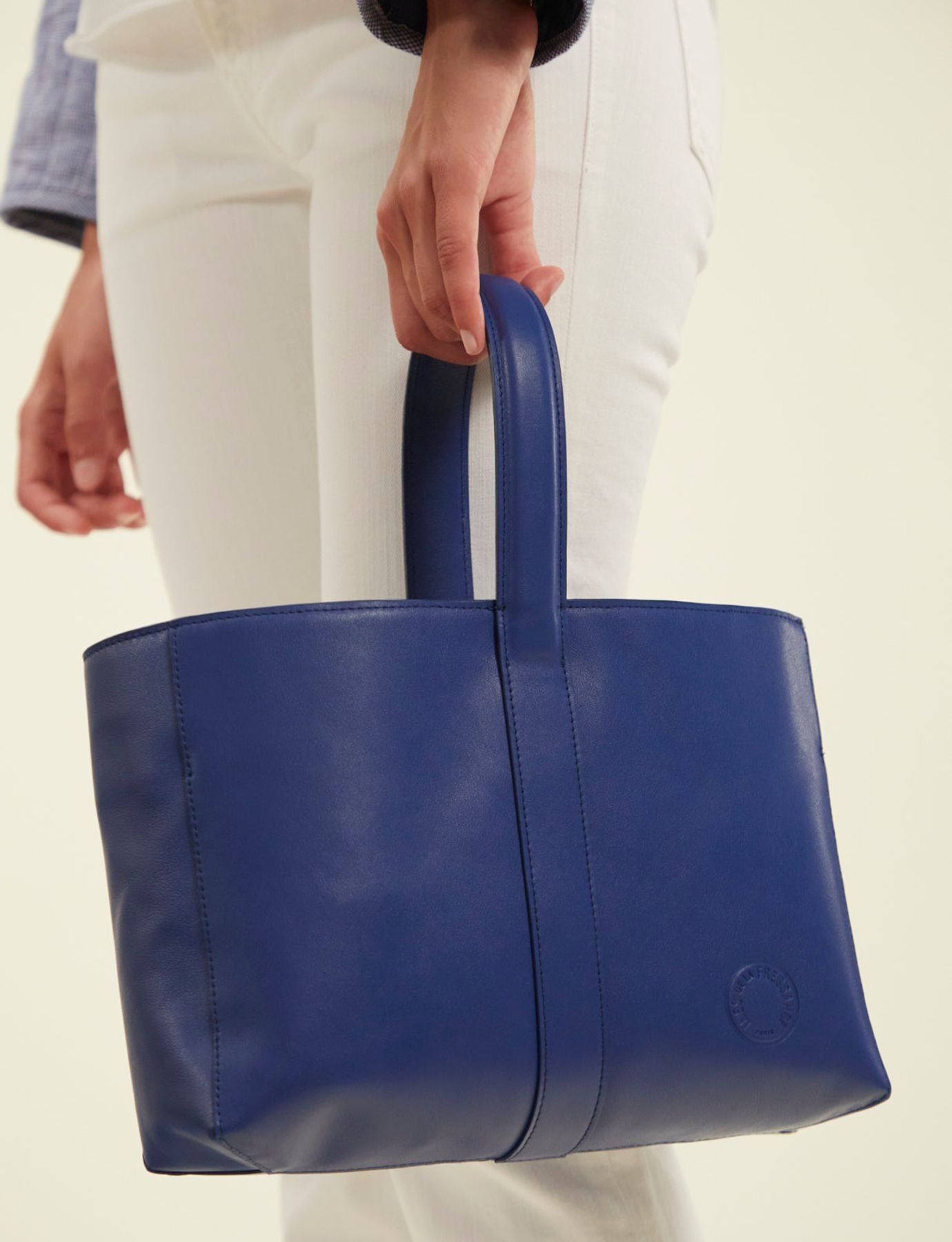 Sac cabas cuir Léonore petit format bleu cobalt