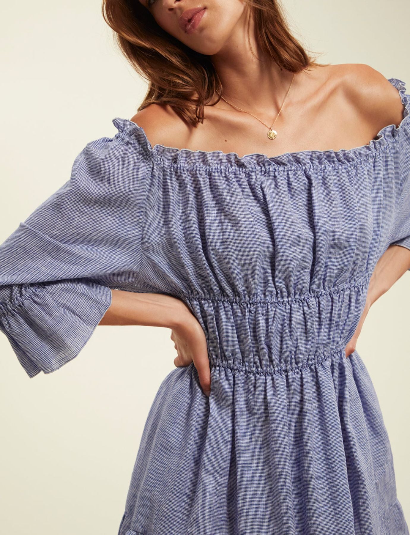 Palmina blue linen dress