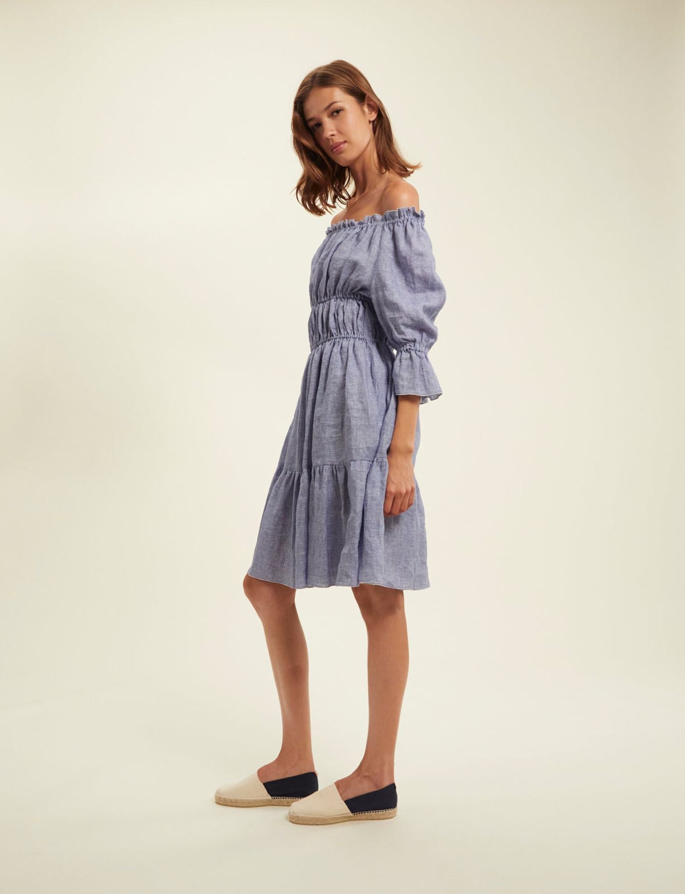 Palmina blue linen dress
