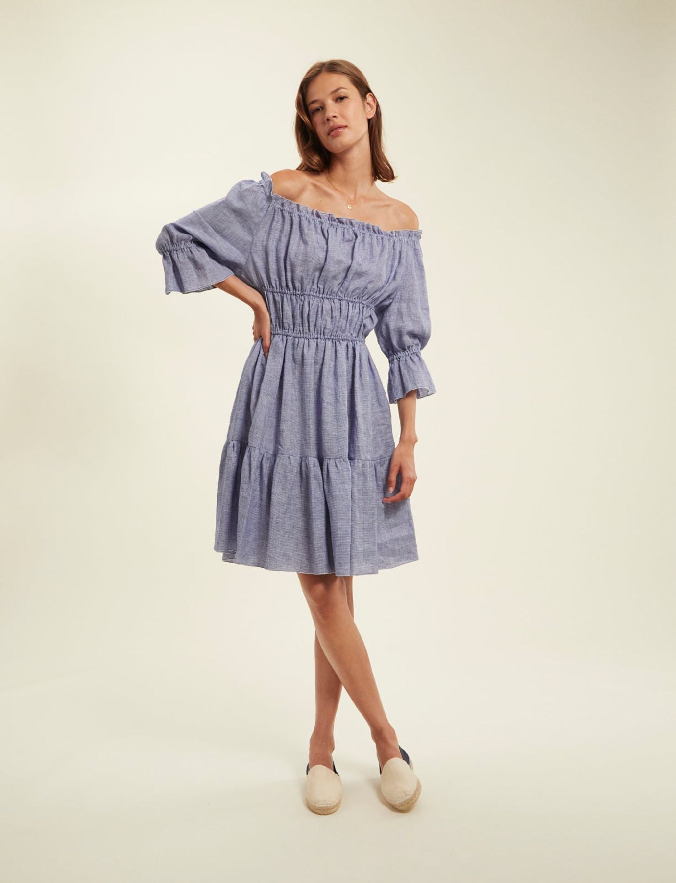 Palmina blue linen dress